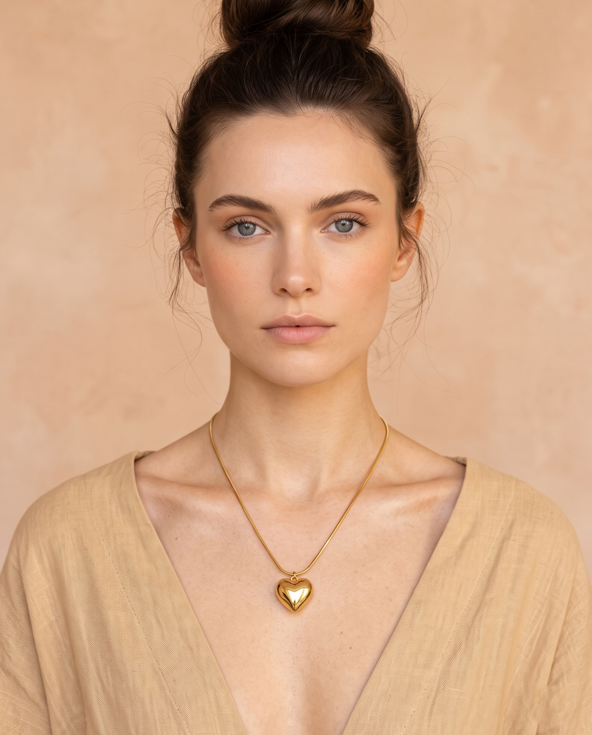 Golden heart drop chain pendant