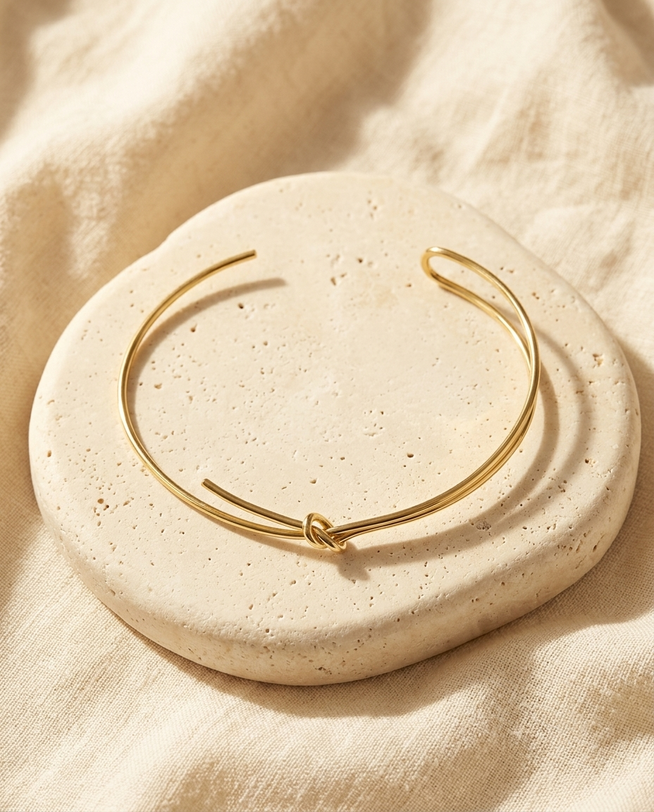 Gold knot wire collar necklace
