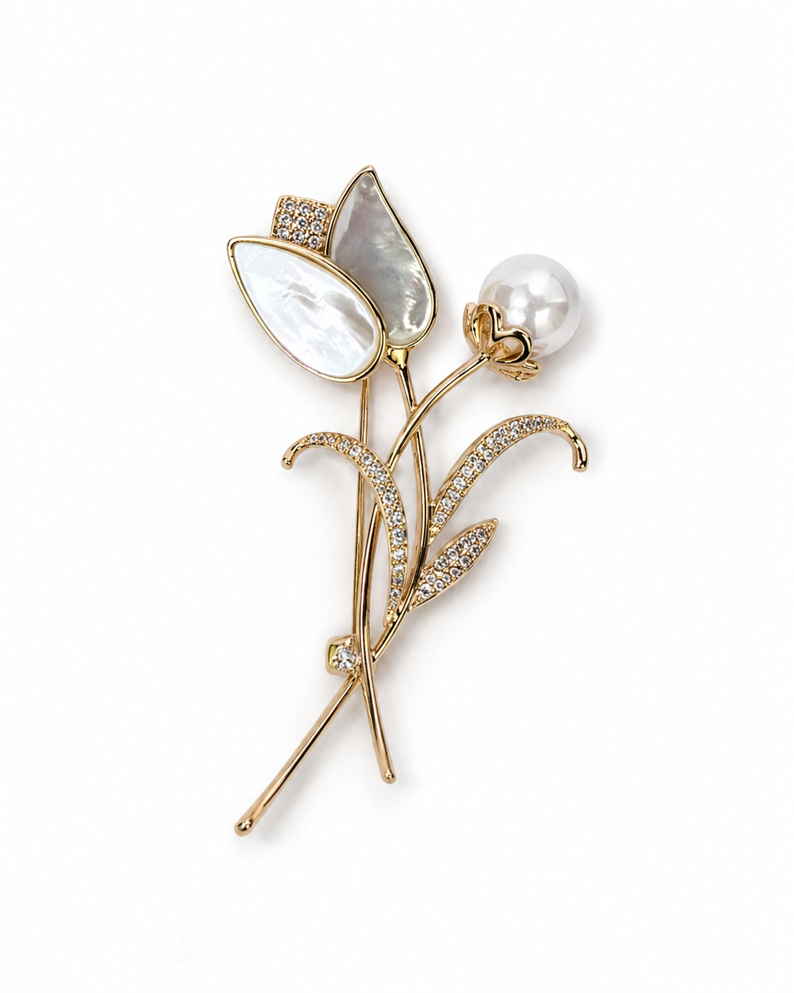 GOLDEN TULIP PEARL BROOCH