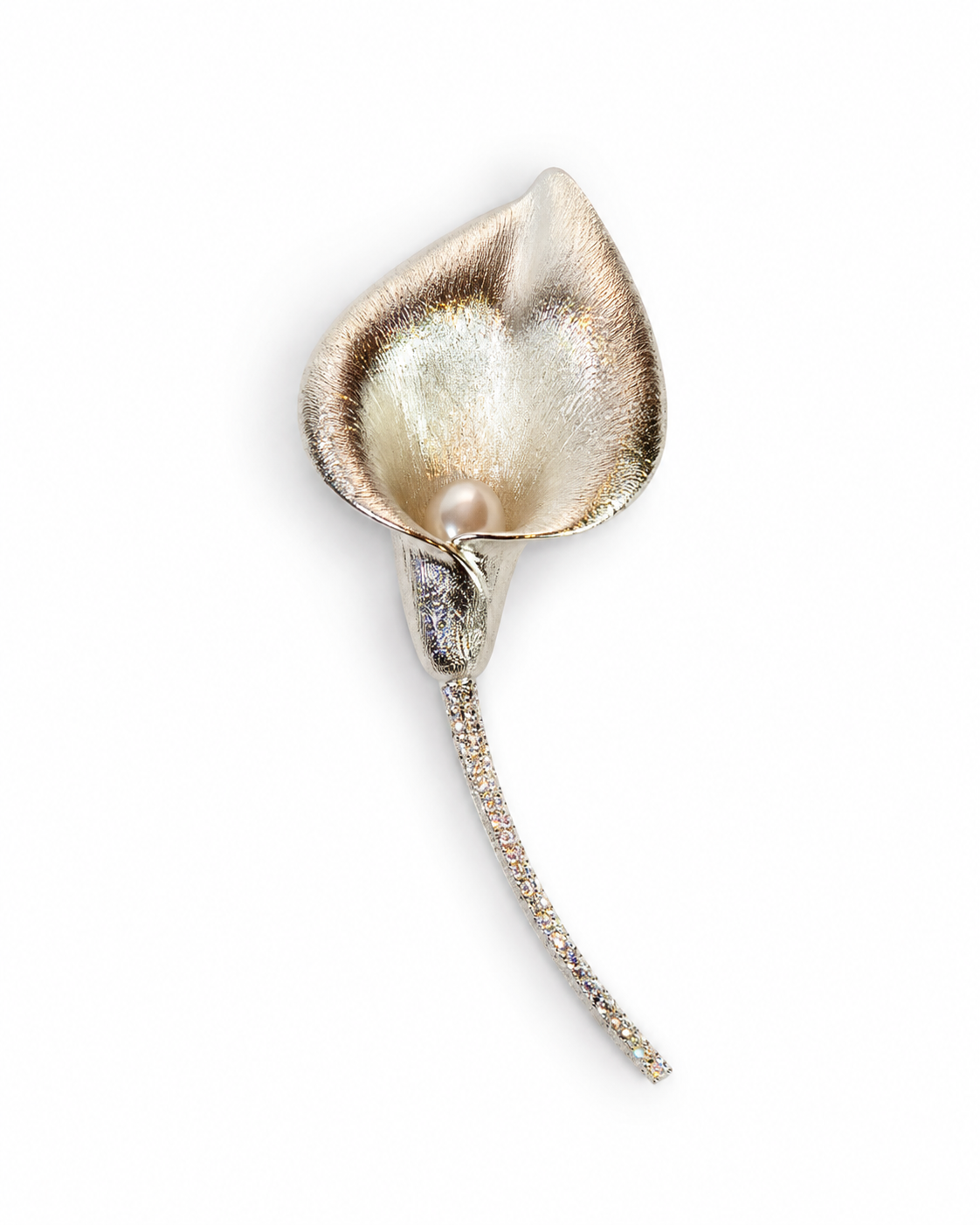 WHITE LILY PEARL BROOCH