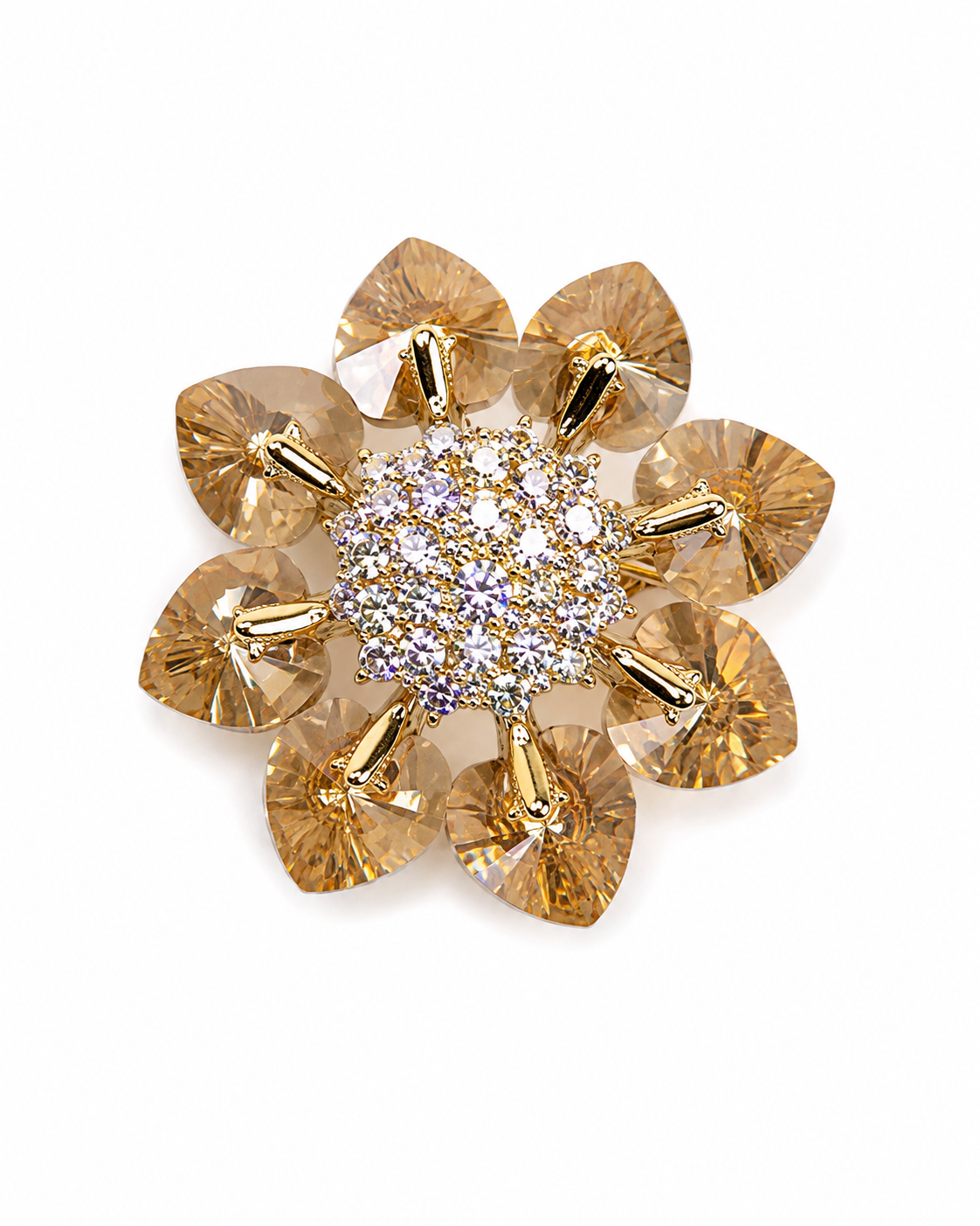 GOLDEN DAISY CRYSTAL BROOCH