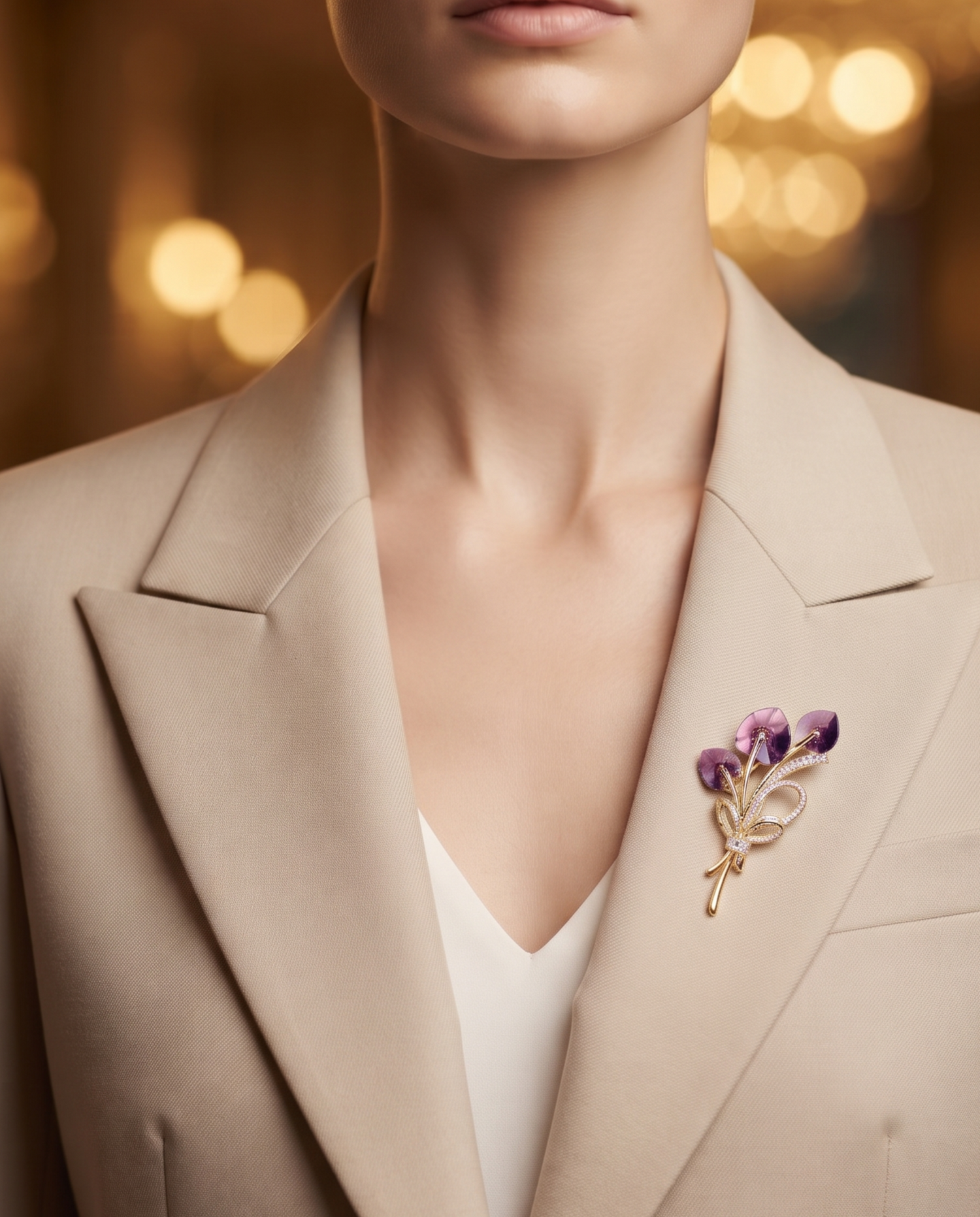 VIOLET PETAL BOUQUET BROOCH