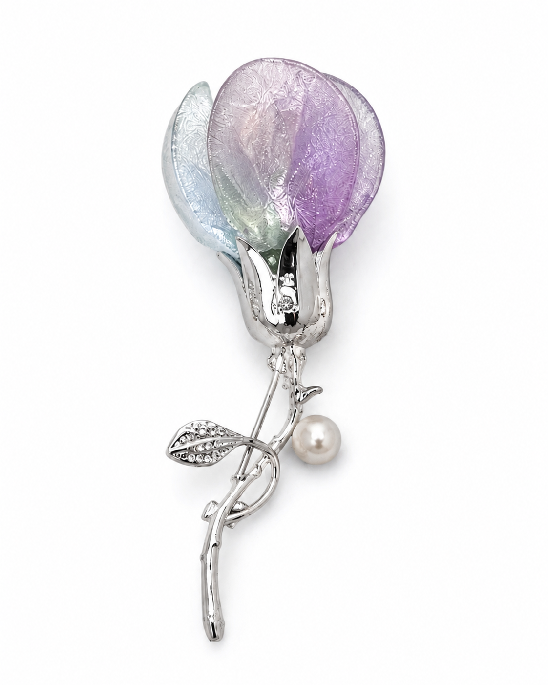 PASTEL ROSEBUD PEARL BROOCH