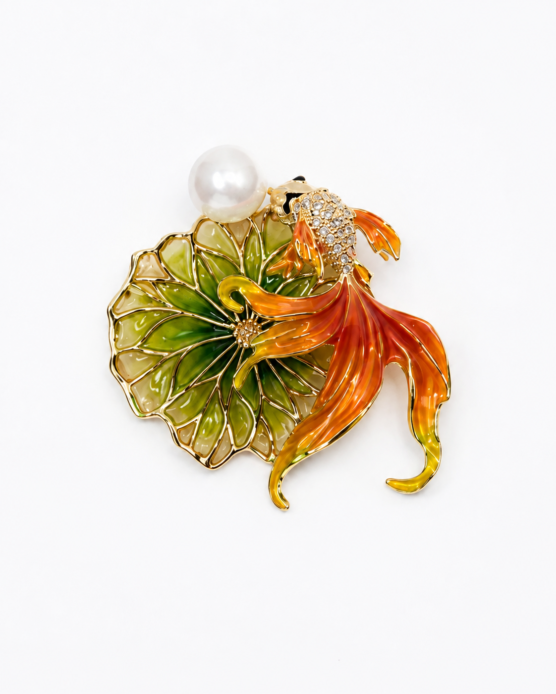 GOLDFISH LILY POND BROOCH