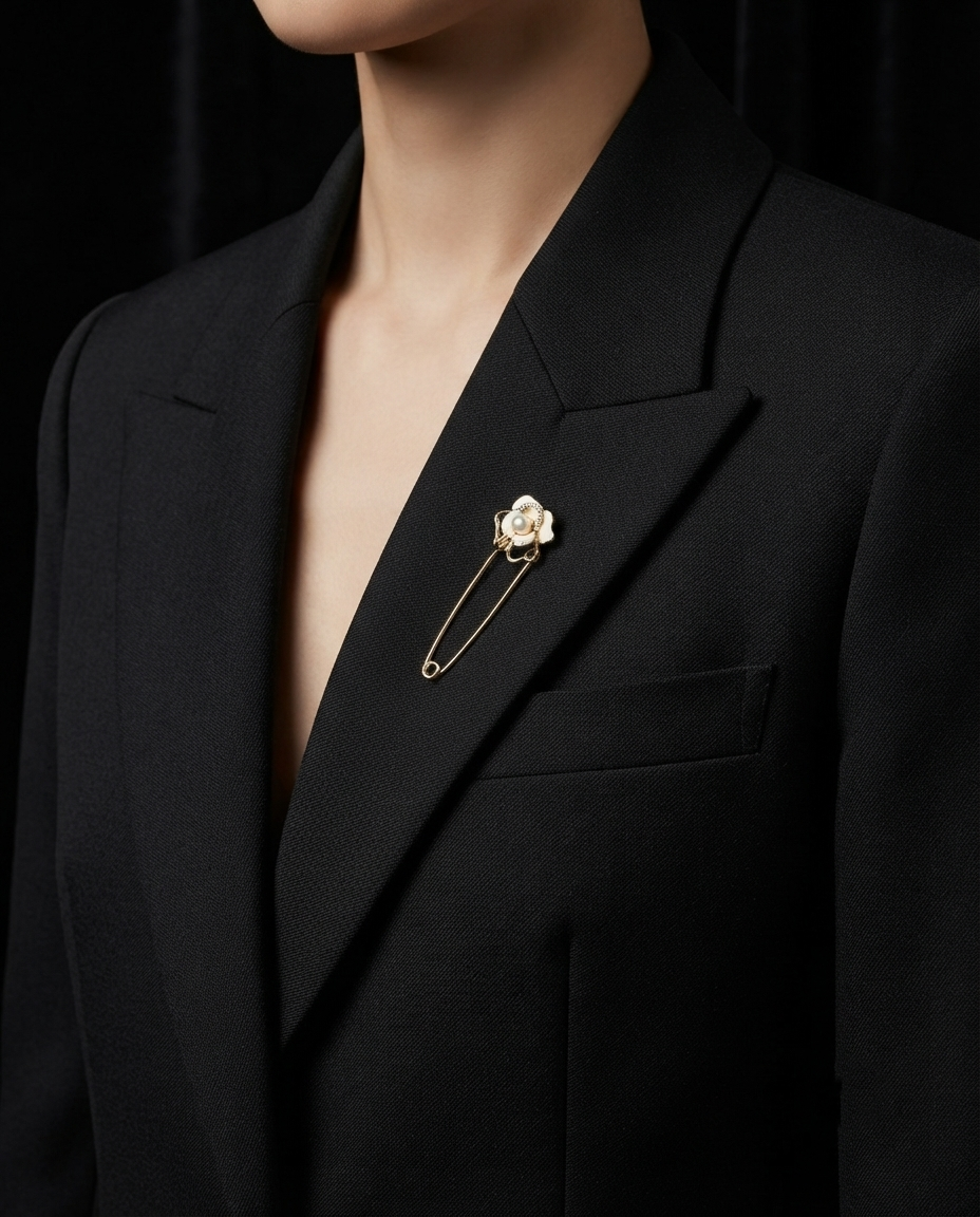 PEARL BLOOM SAFETY PIN BROOCH