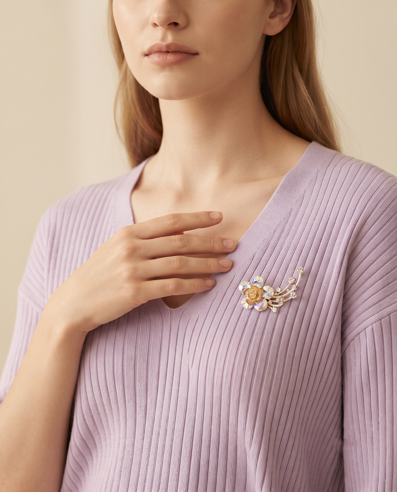 IRIDESCENT BLOOM SPRAY BROOCH