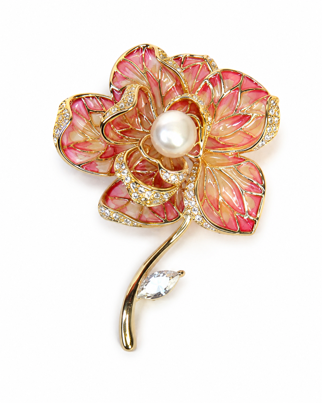 CORAL ROSE PETAL BROOCH