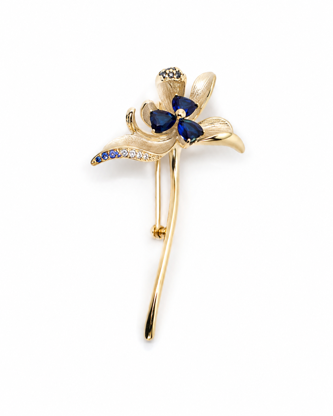 SAPPHIRE IRIS BLOOM BROOCH