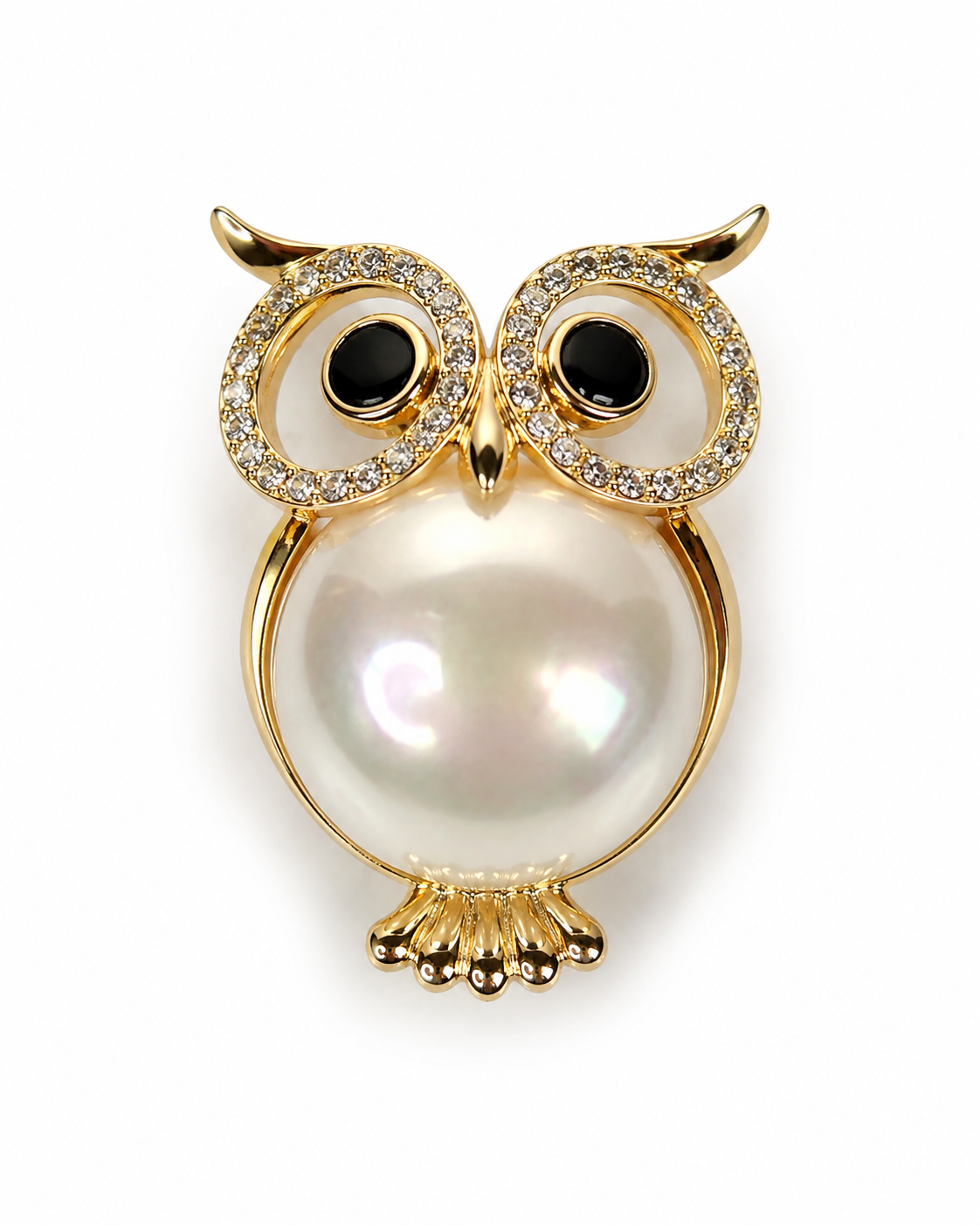 WISE OWL PEARL BROOCH