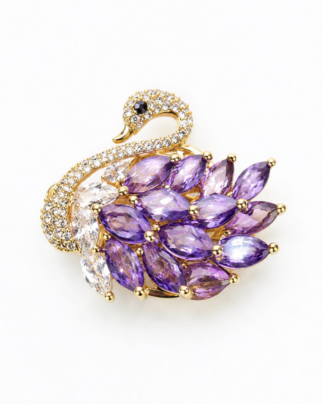 GRACEFUL SWAN CRYSTAL BROOCH