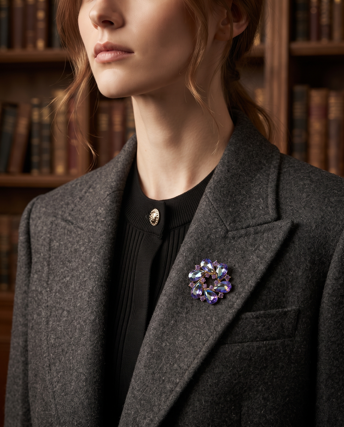 VIOLET GARLAND CRYSTAL BROOCH