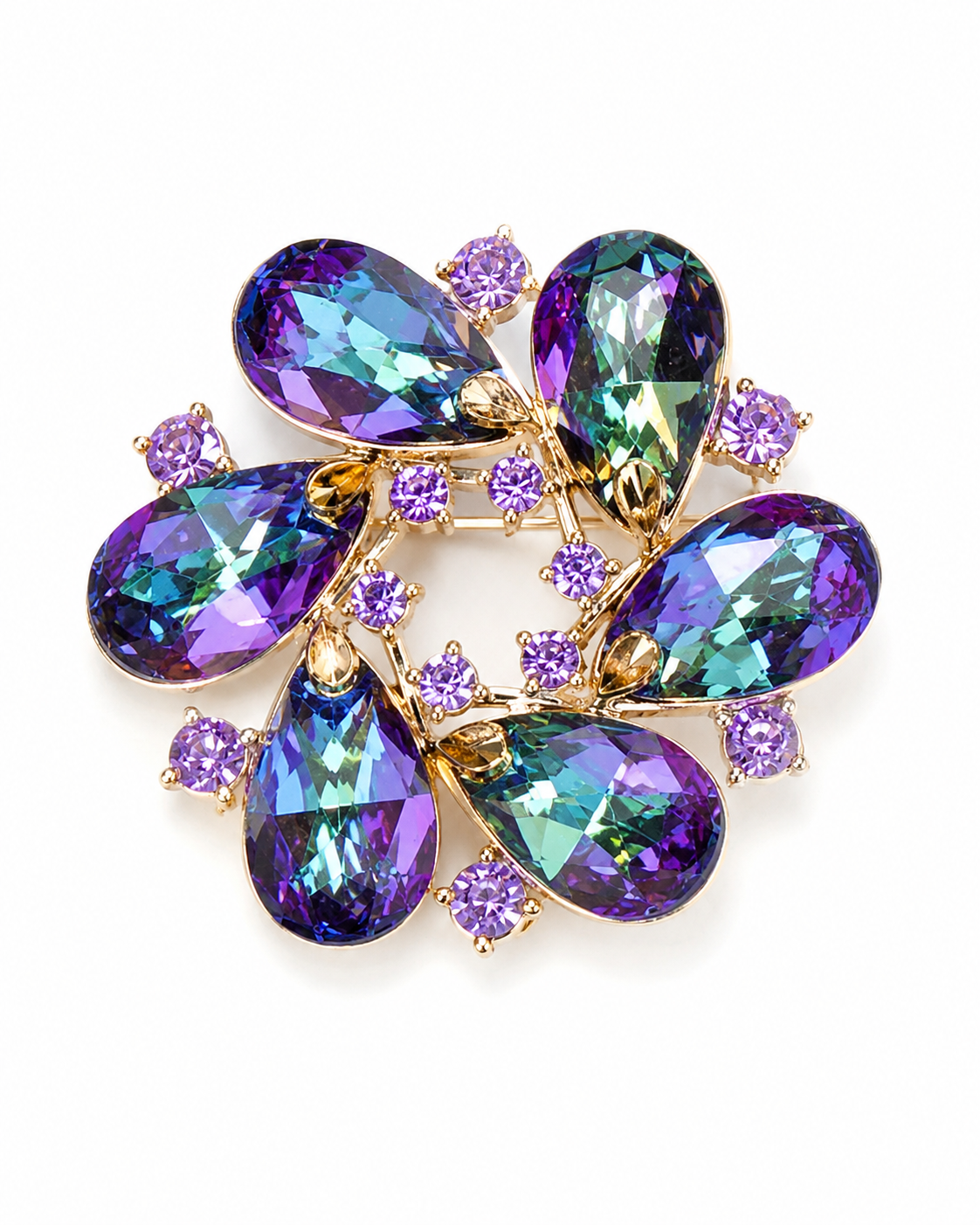 VIOLET GARLAND CRYSTAL BROOCH