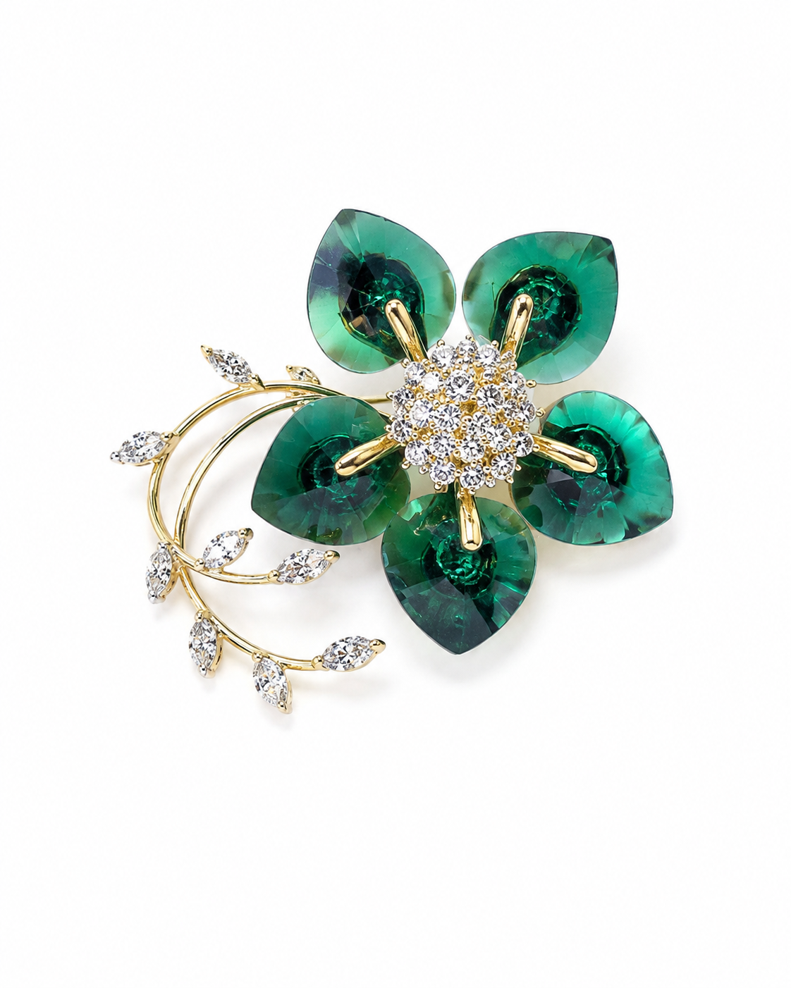 EMERALD BLOOM VINE BROOCH