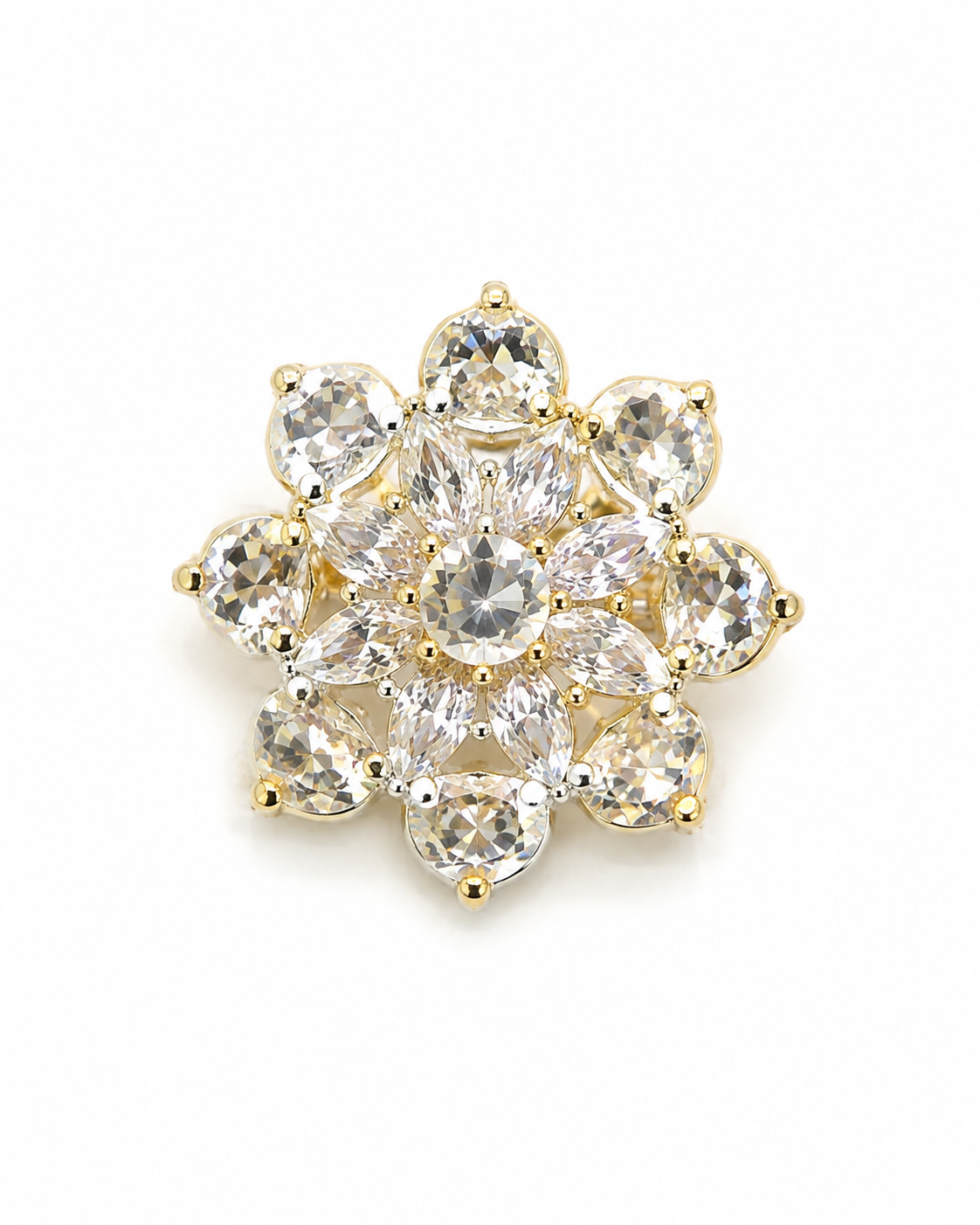 CRYSTAL ROSETTE RADIANCE BROOCH
