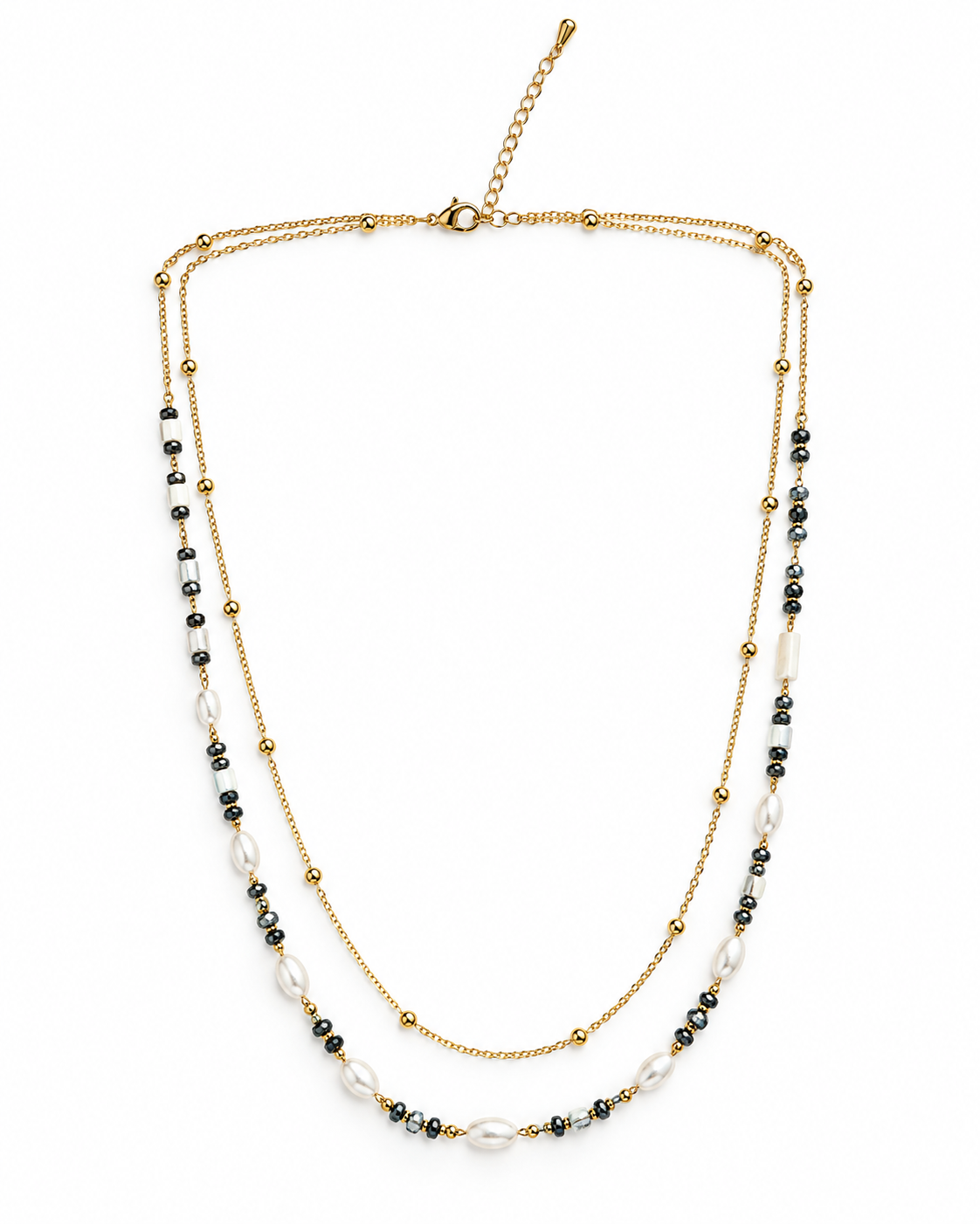 Obsidian Pearl Layered Necklace