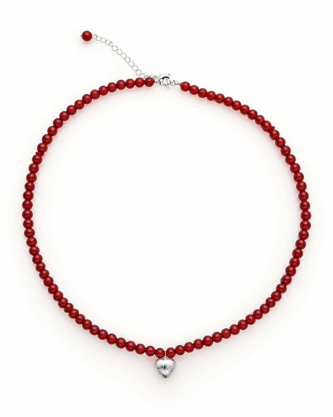 Crimson Heart Beaded Necklace
