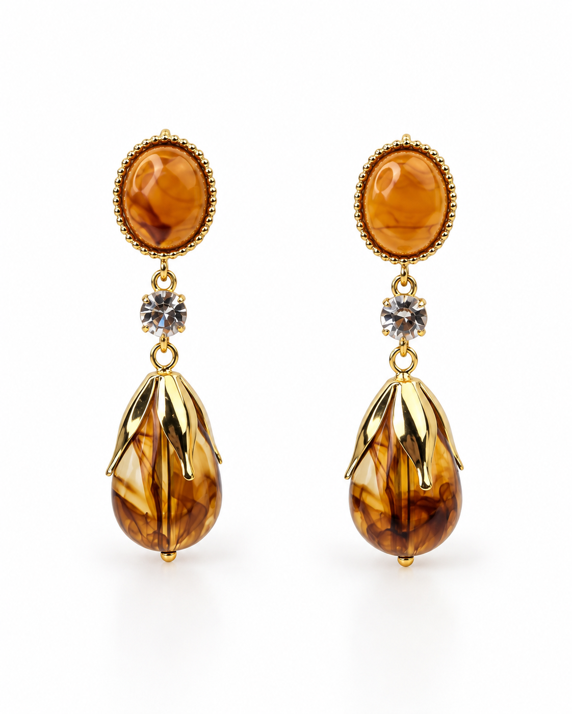 AMBER PETAL DROP EARRING
