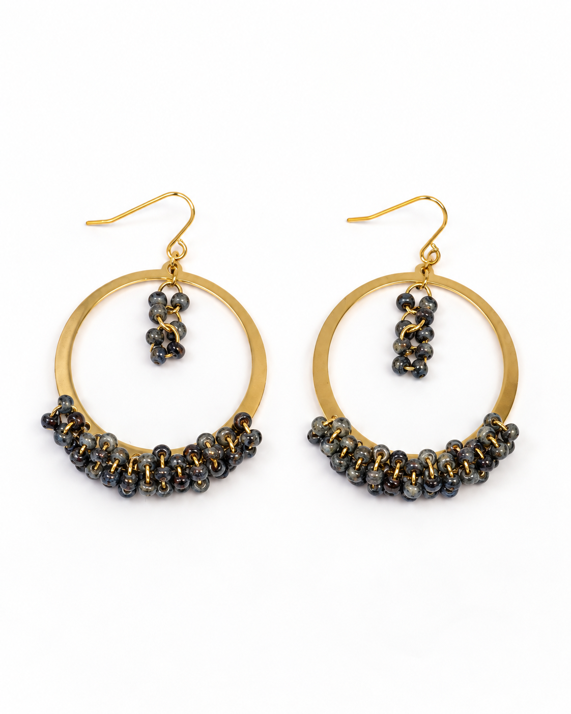 SMOKE BEAD HOOP EARRINGS