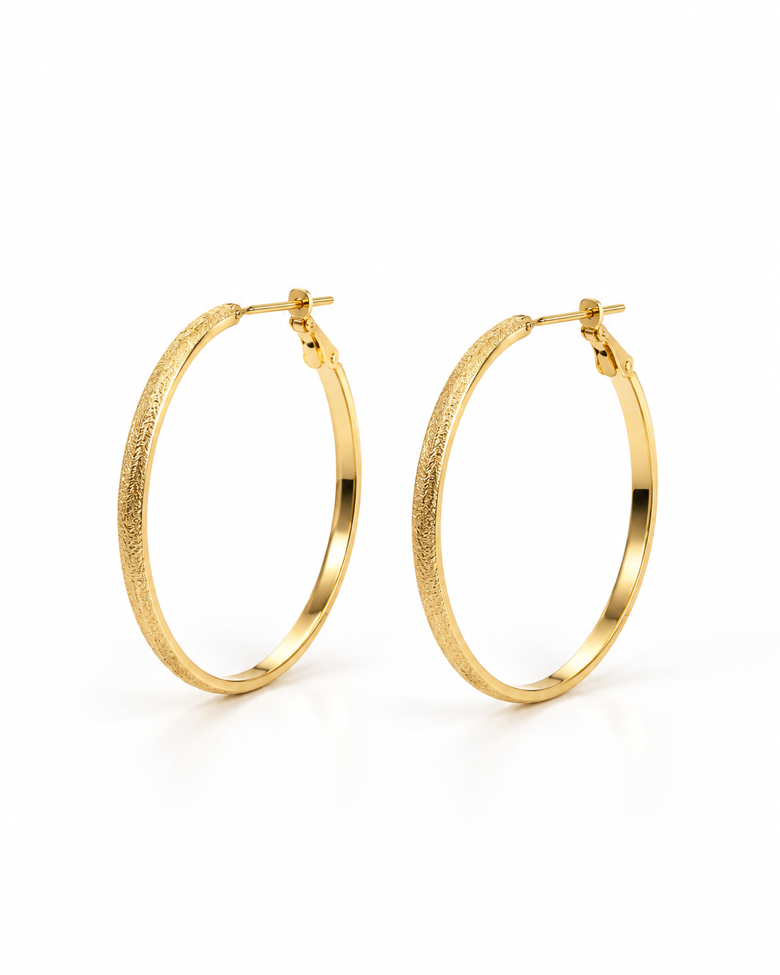 TEXTURED HALF HOOP EARRING