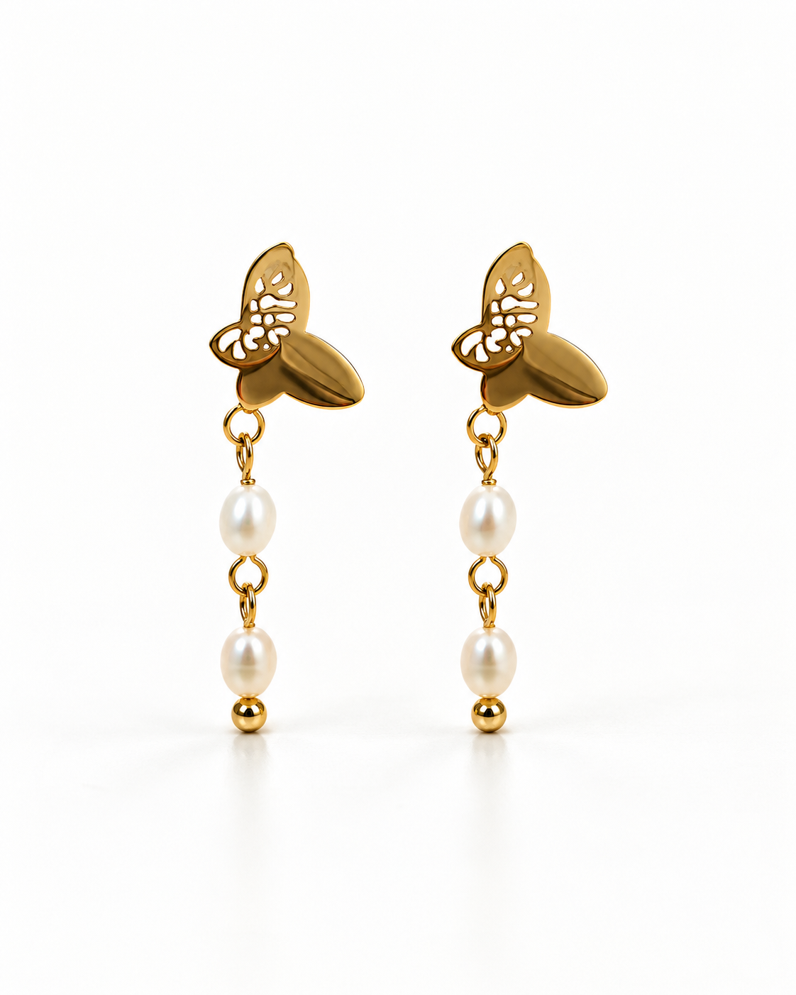 BUTTERFLY PEARL DROP EARRINGS