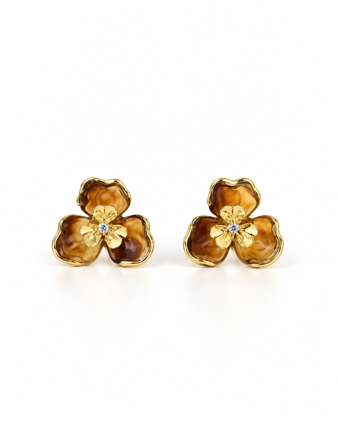 AMBER BLOOM CRYSTAL STUD EARRING