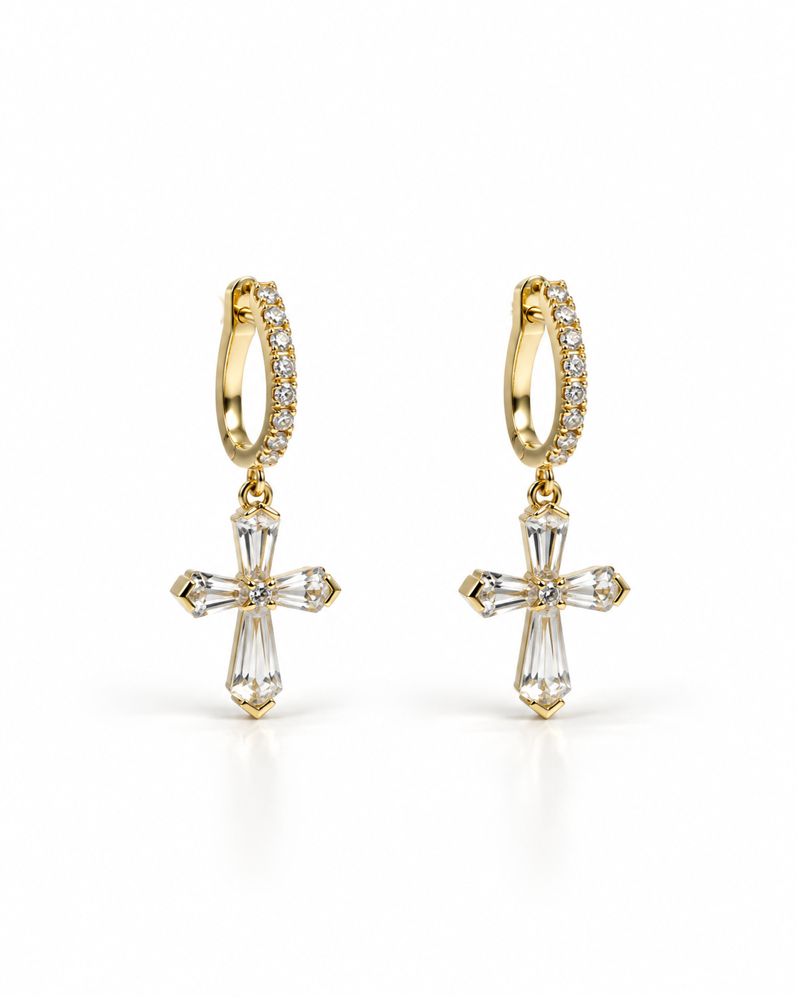 CRYSTAL CROSS DROP EARRING