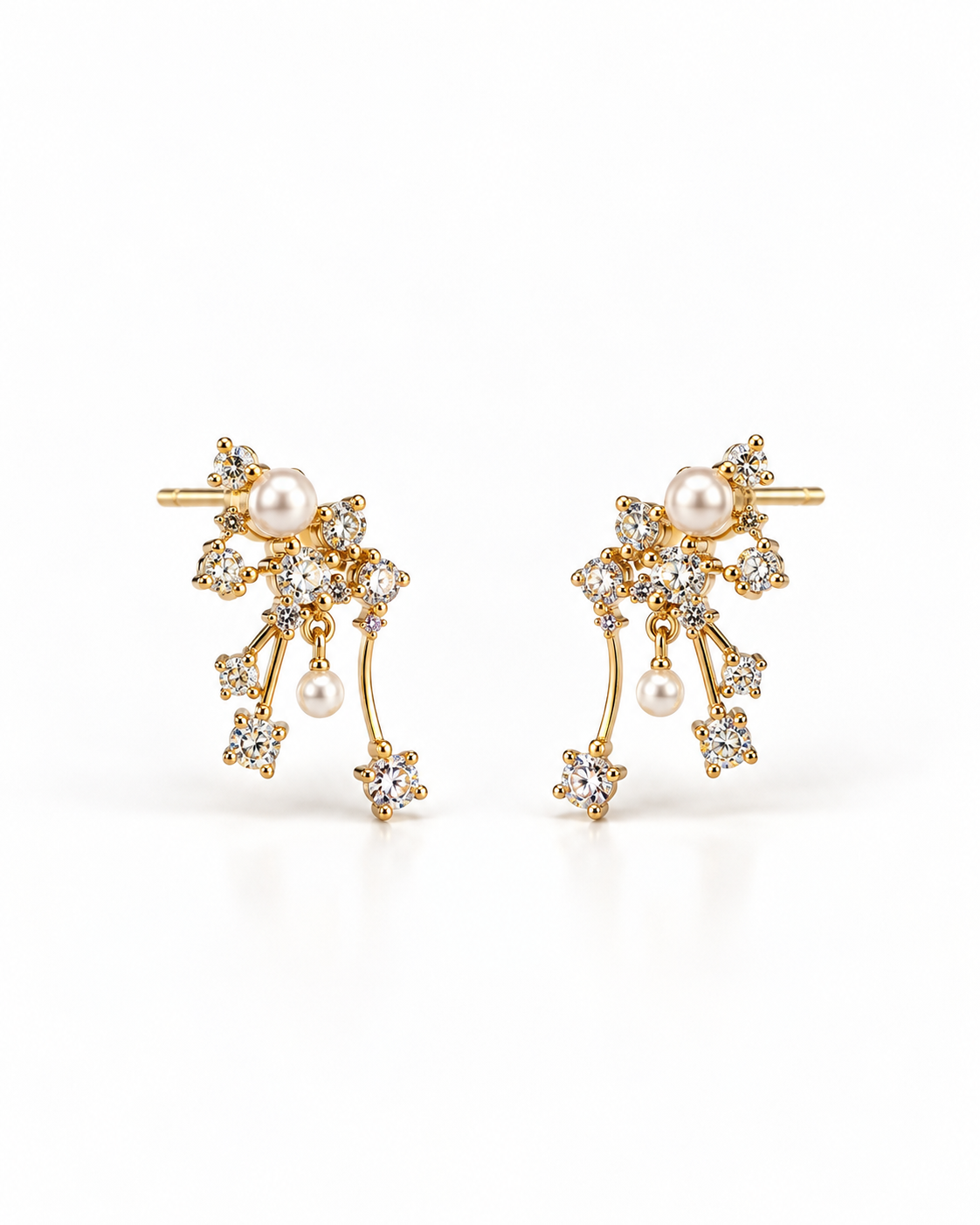PEARL CRYSTAL CASCADE EARRING