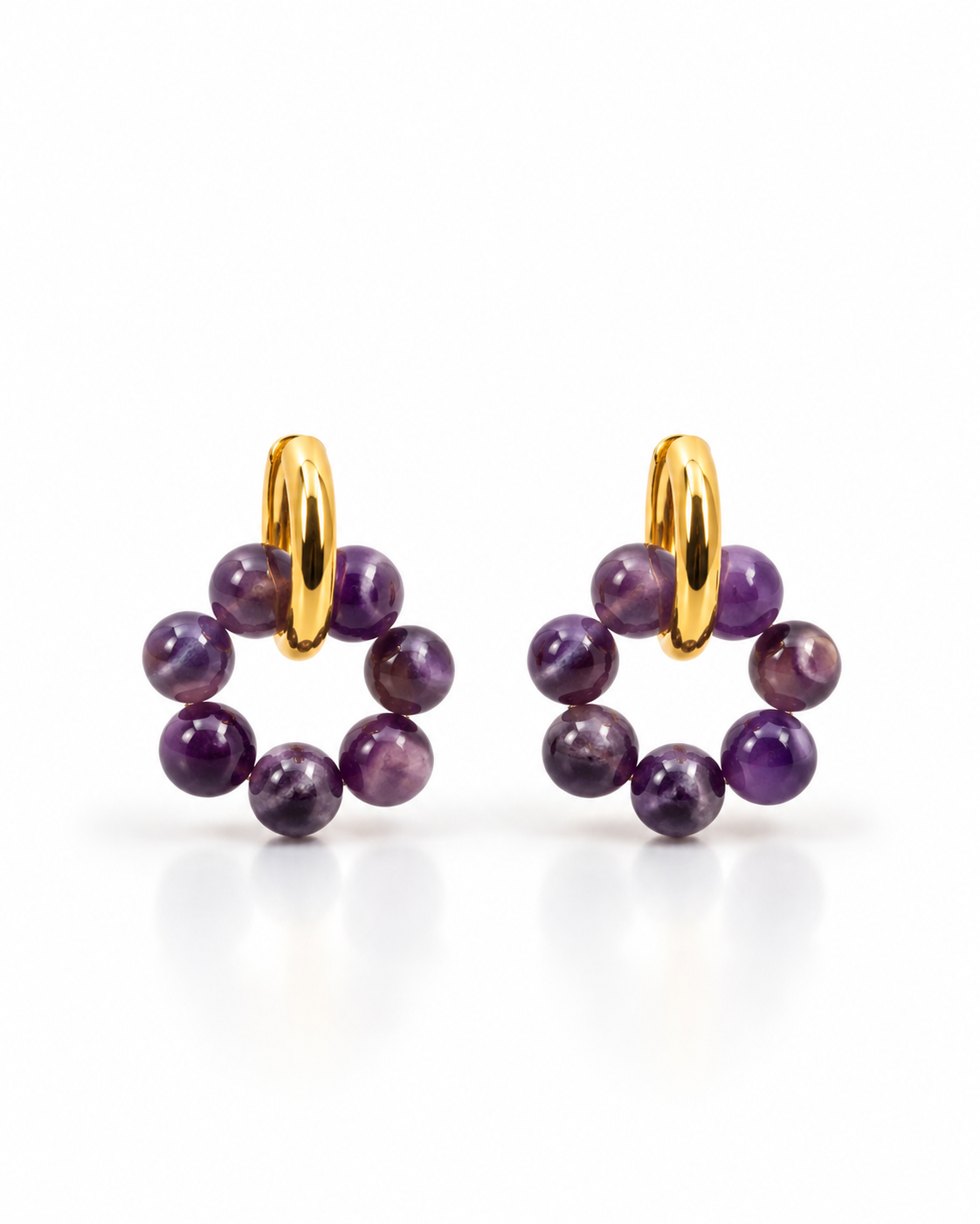 Amethyst Bloom Hoop Earrings