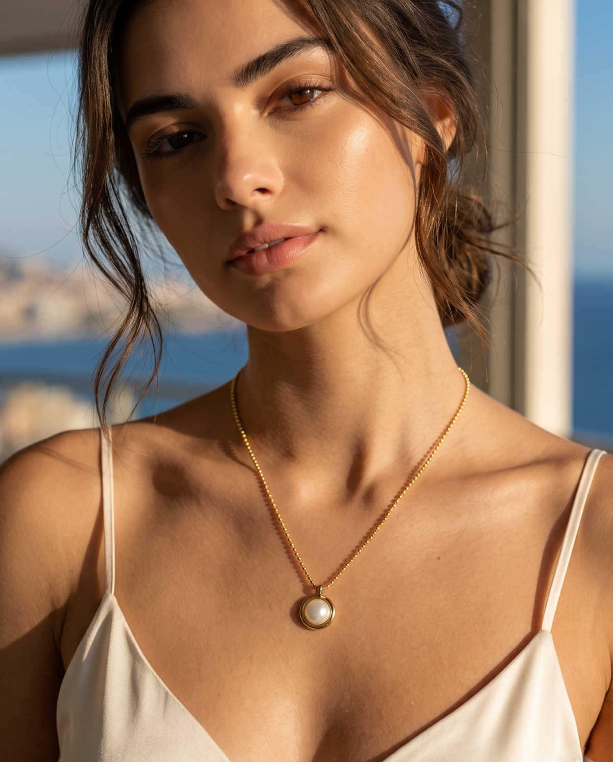 Celeste Pearl Medallion Necklace