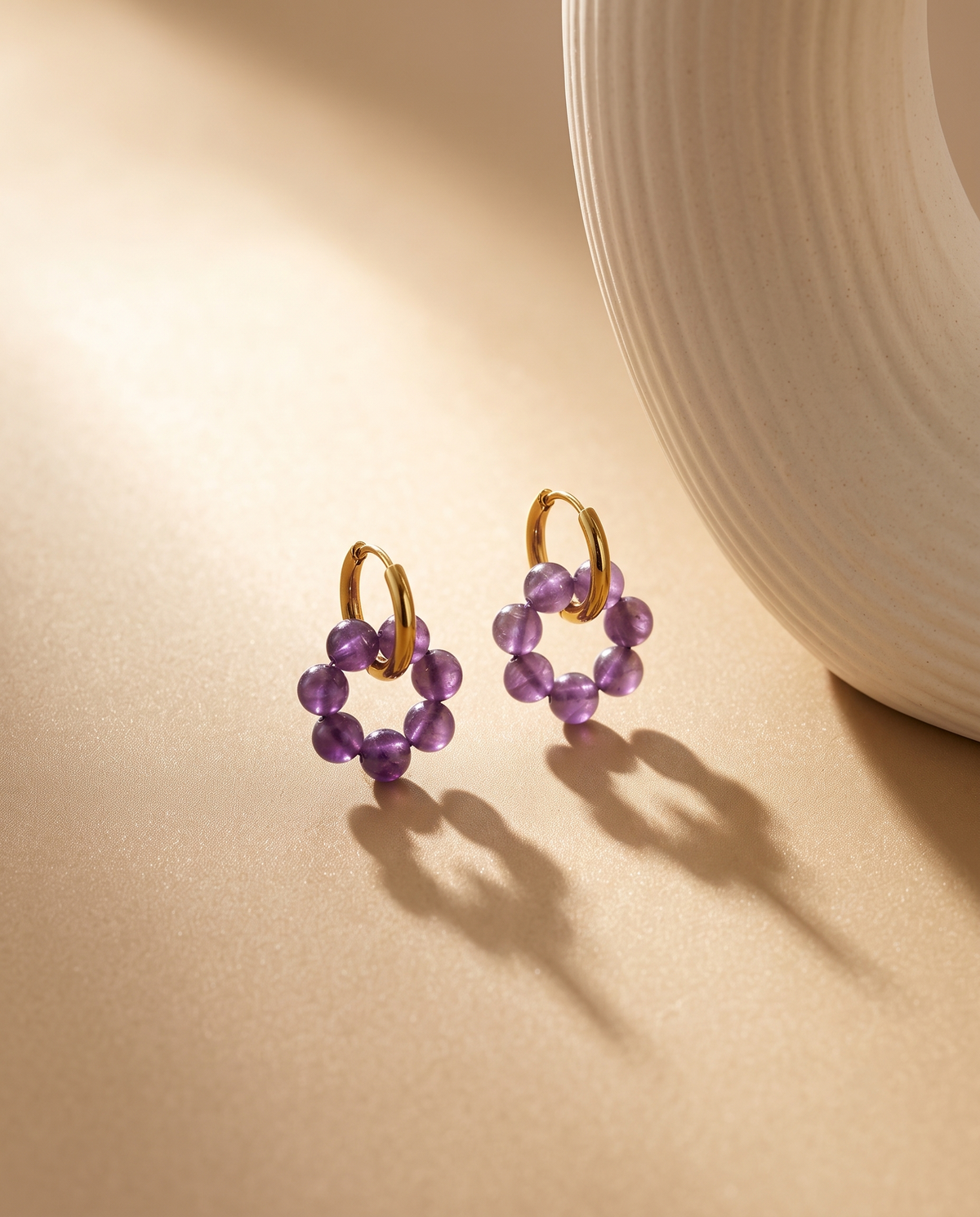 Amethyst Bloom Hoop Earrings
