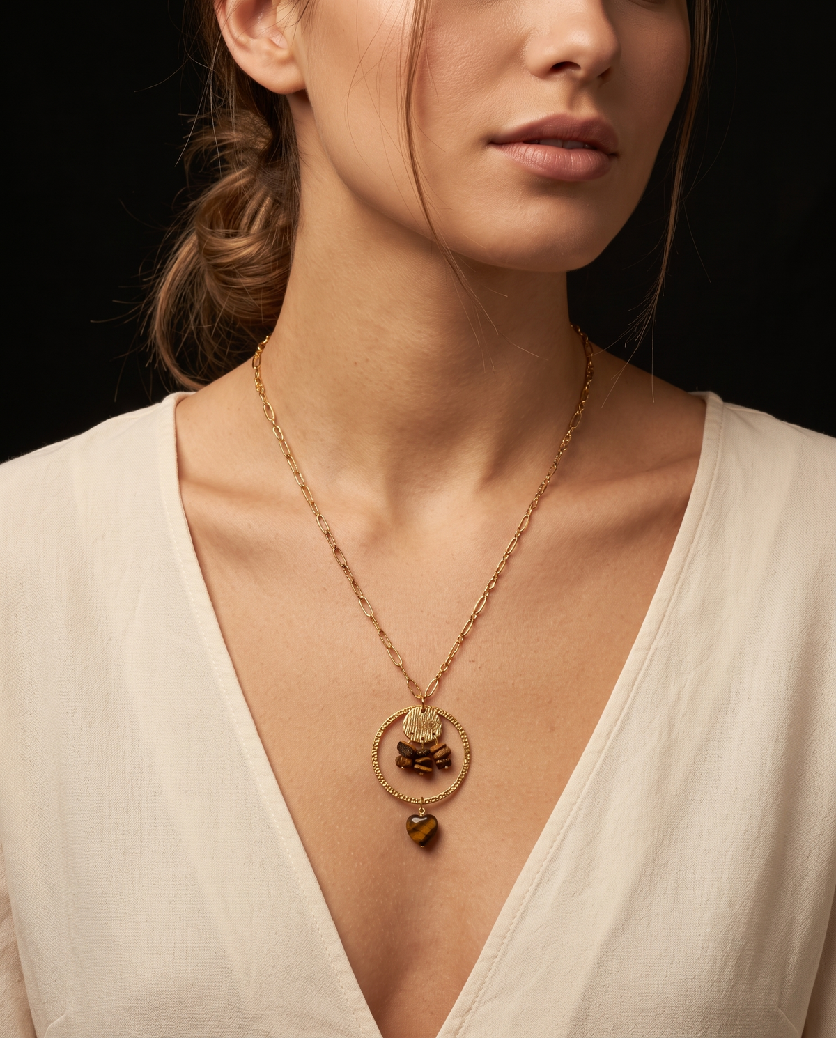 Aurelia Tiger Eye Pendant Necklace