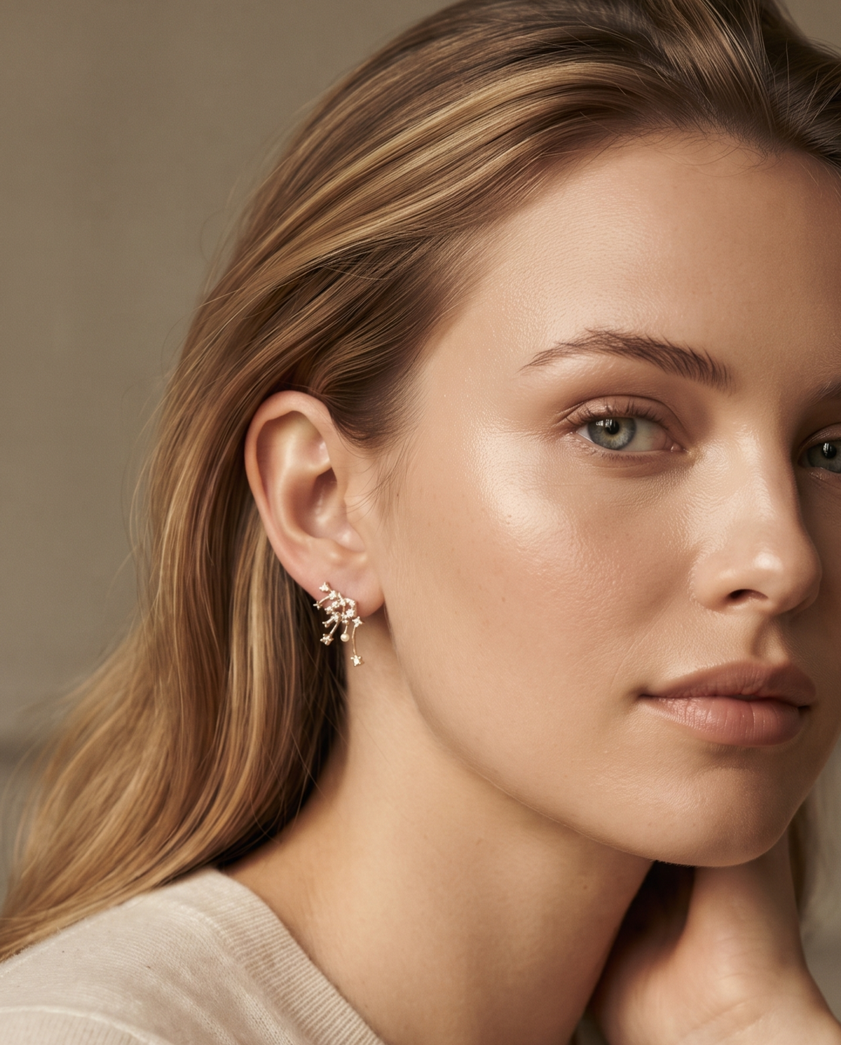 PEARL CRYSTAL CASCADE EARRING