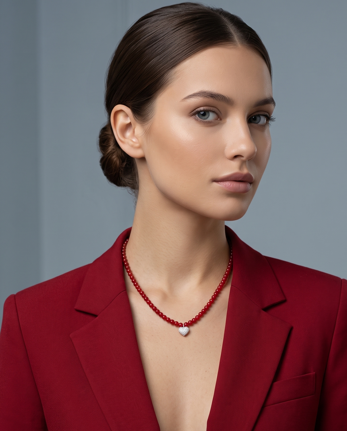 Crimson Heart Beaded Necklace