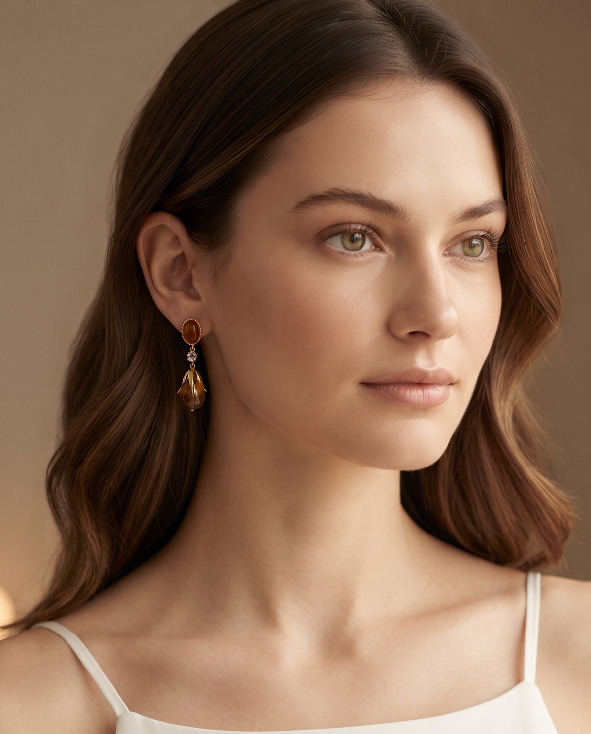 AMBER PETAL DROP EARRING