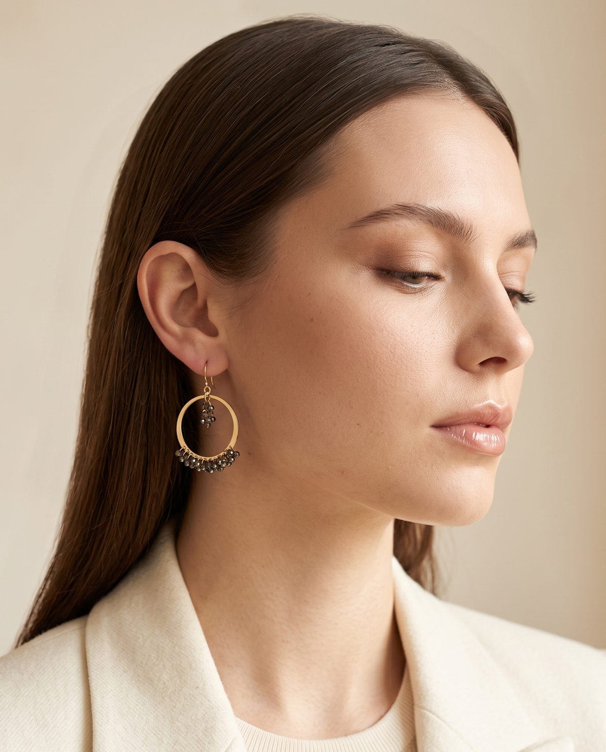 SMOKE BEAD HOOP EARRINGS