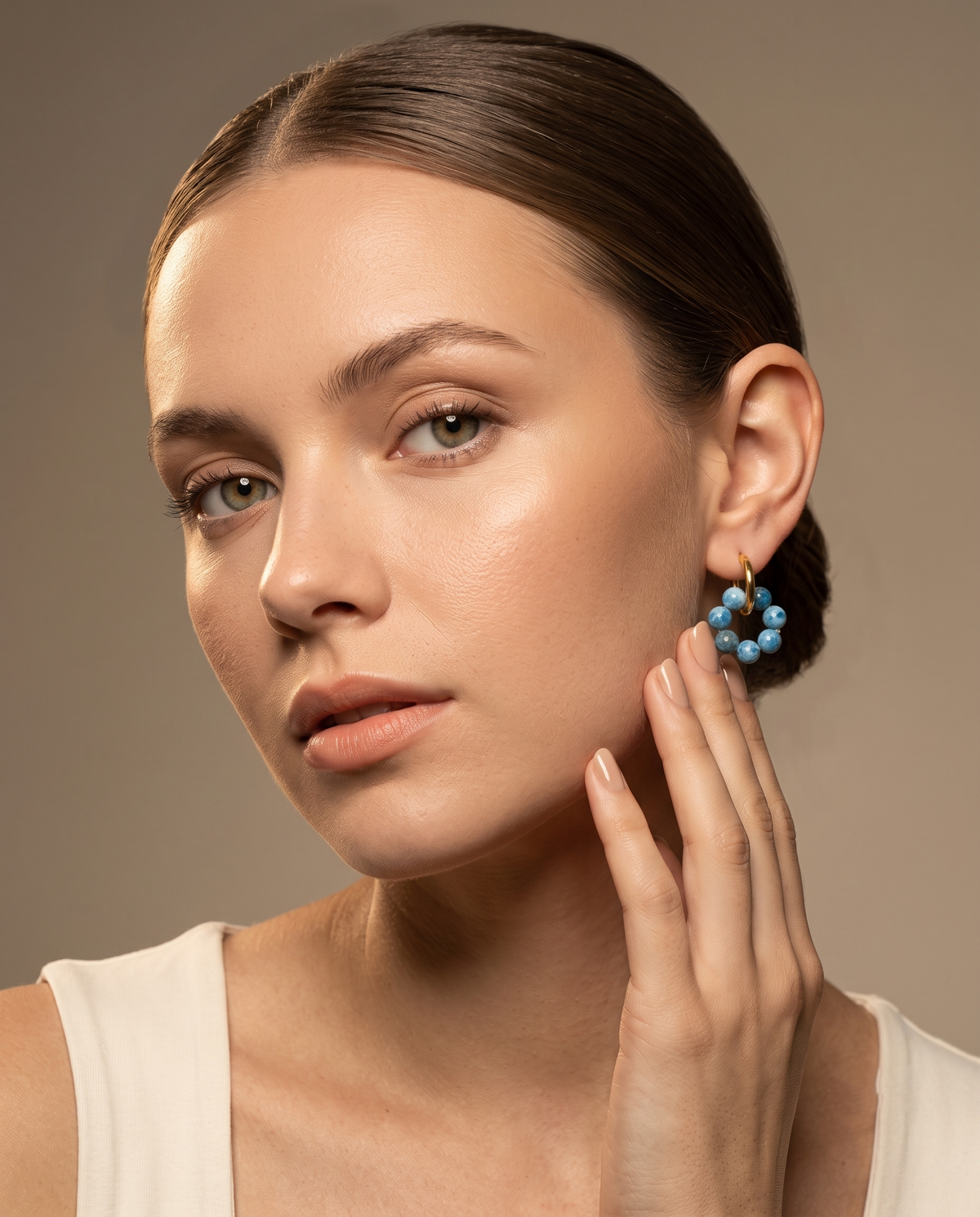 AZURE BEADED HOOP EARRINGS