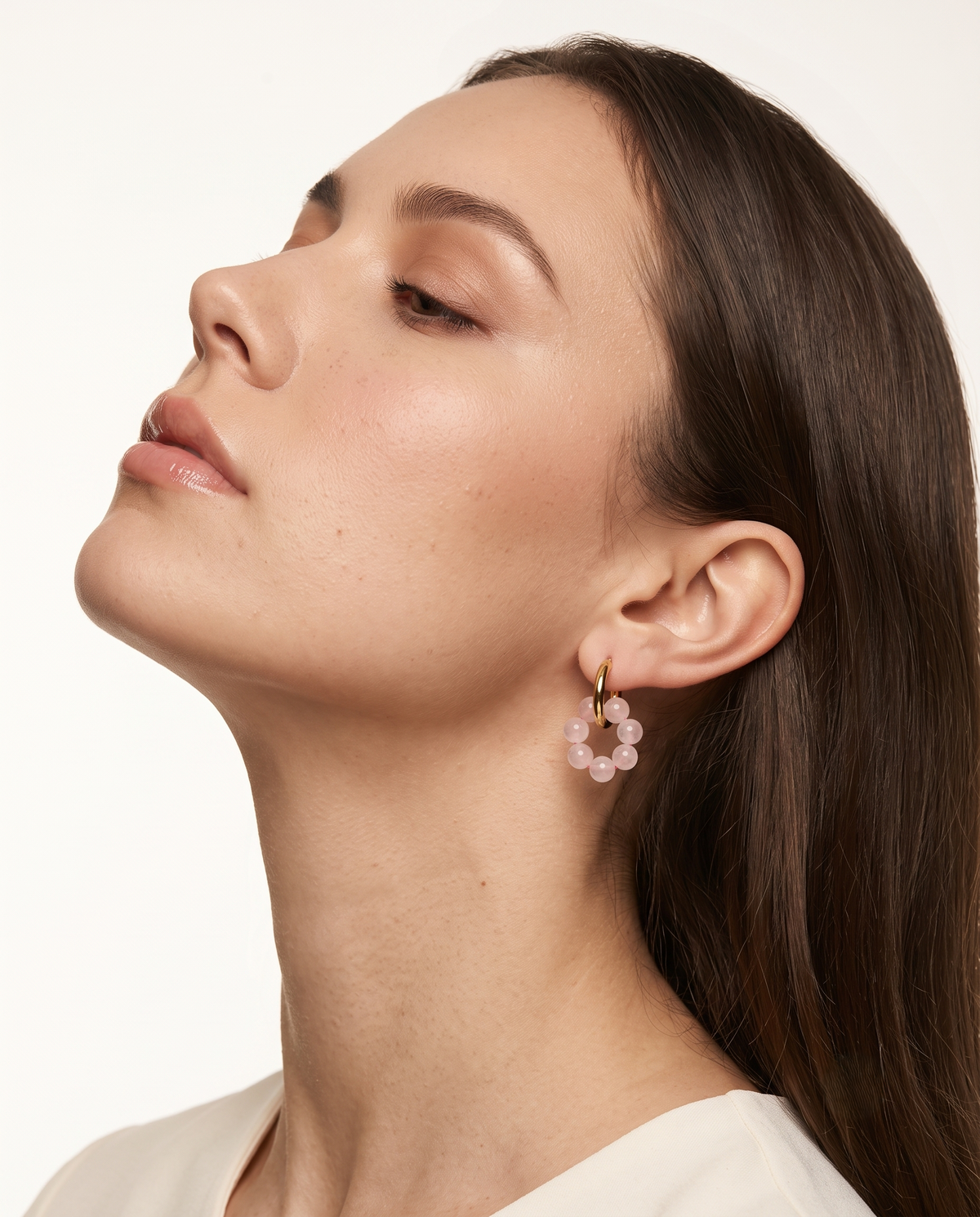 ROSE BEADED HOOP EARRINGS