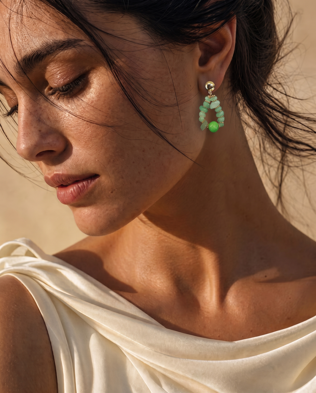 VERDANT BEAD ARC EARRING