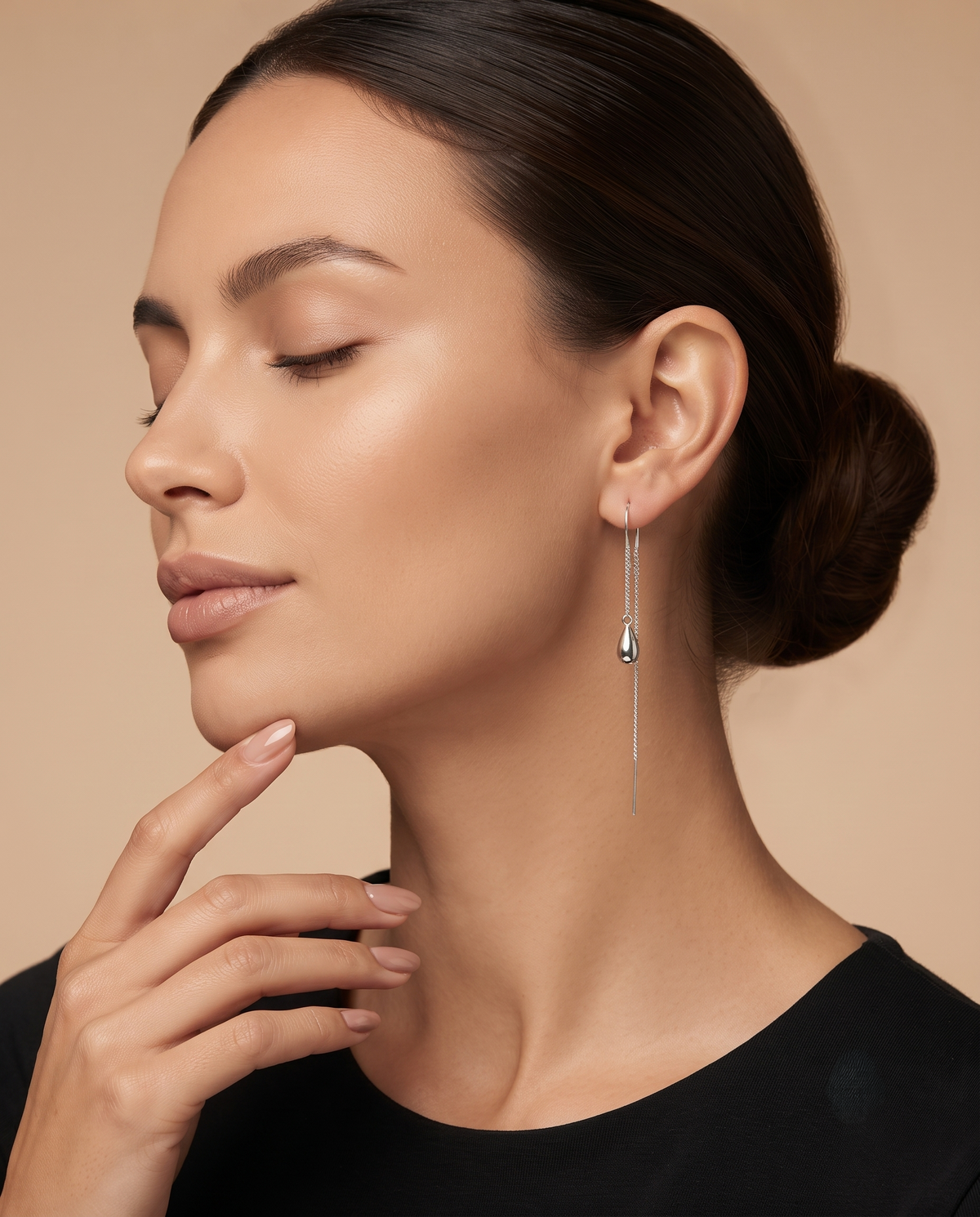 SILKEN TEARDROP THREAD EARRING