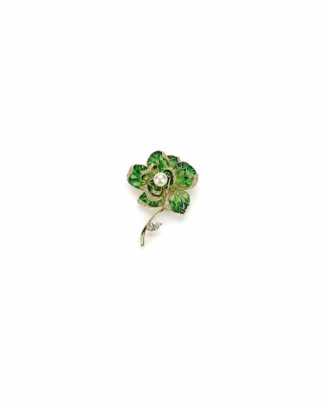 EMERALD BLOOM PEARL BROOCH