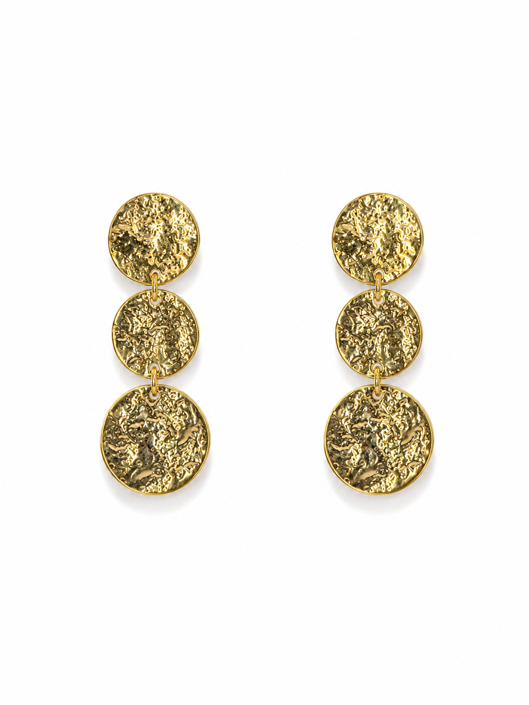 HAMMERED TRIPLE DISC EARRING