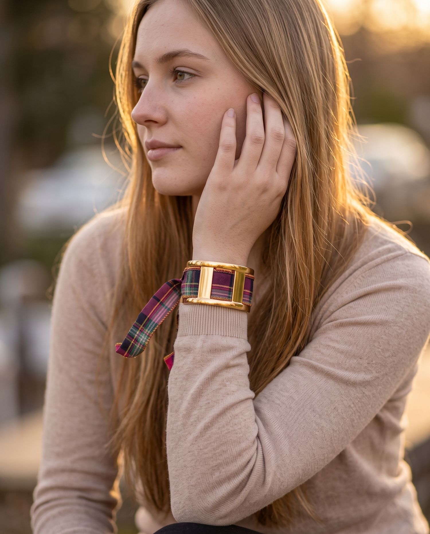 MODERN TARTAN SILK HANDCUFF