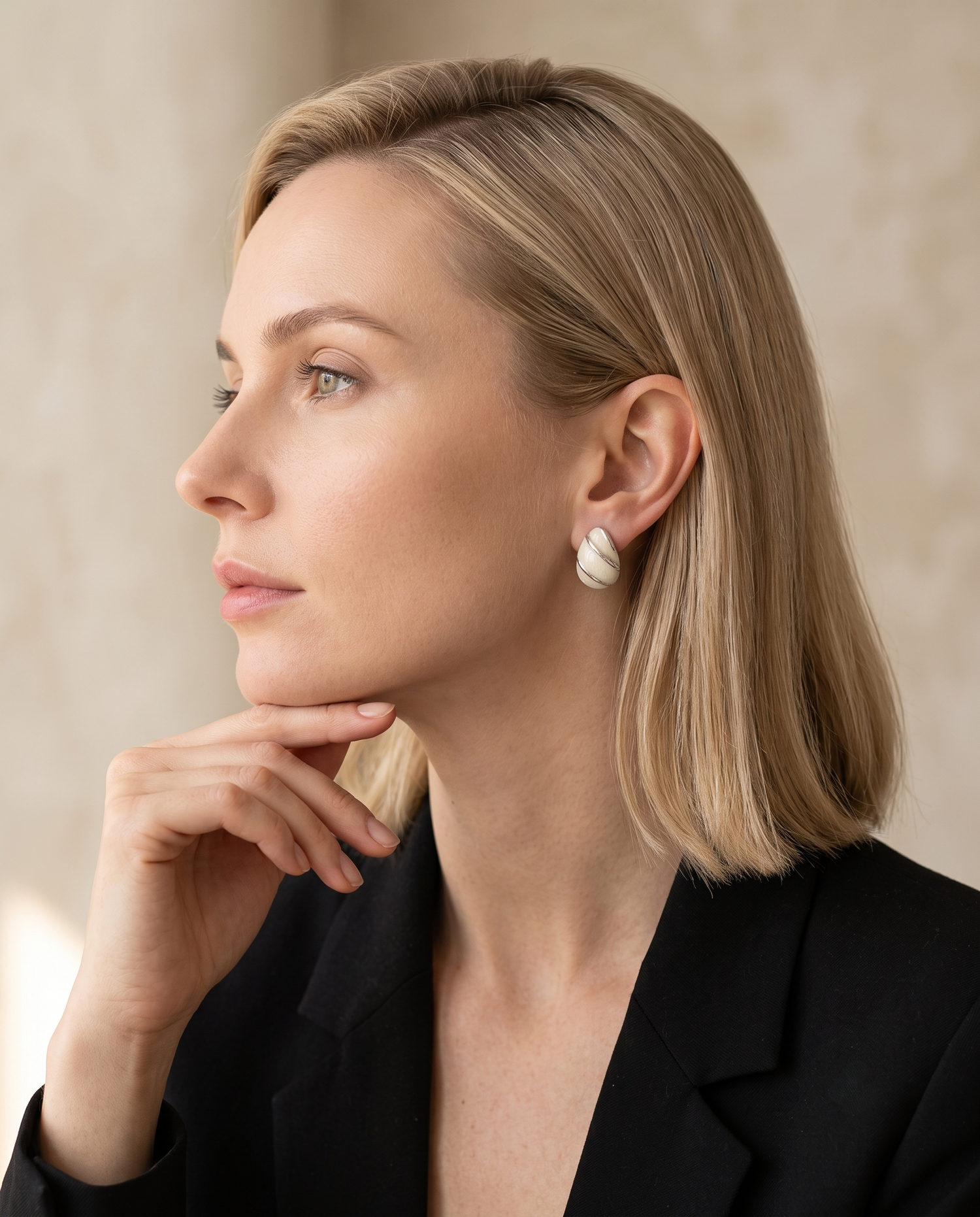 SCULPTED IVORY RIBBON EARRING