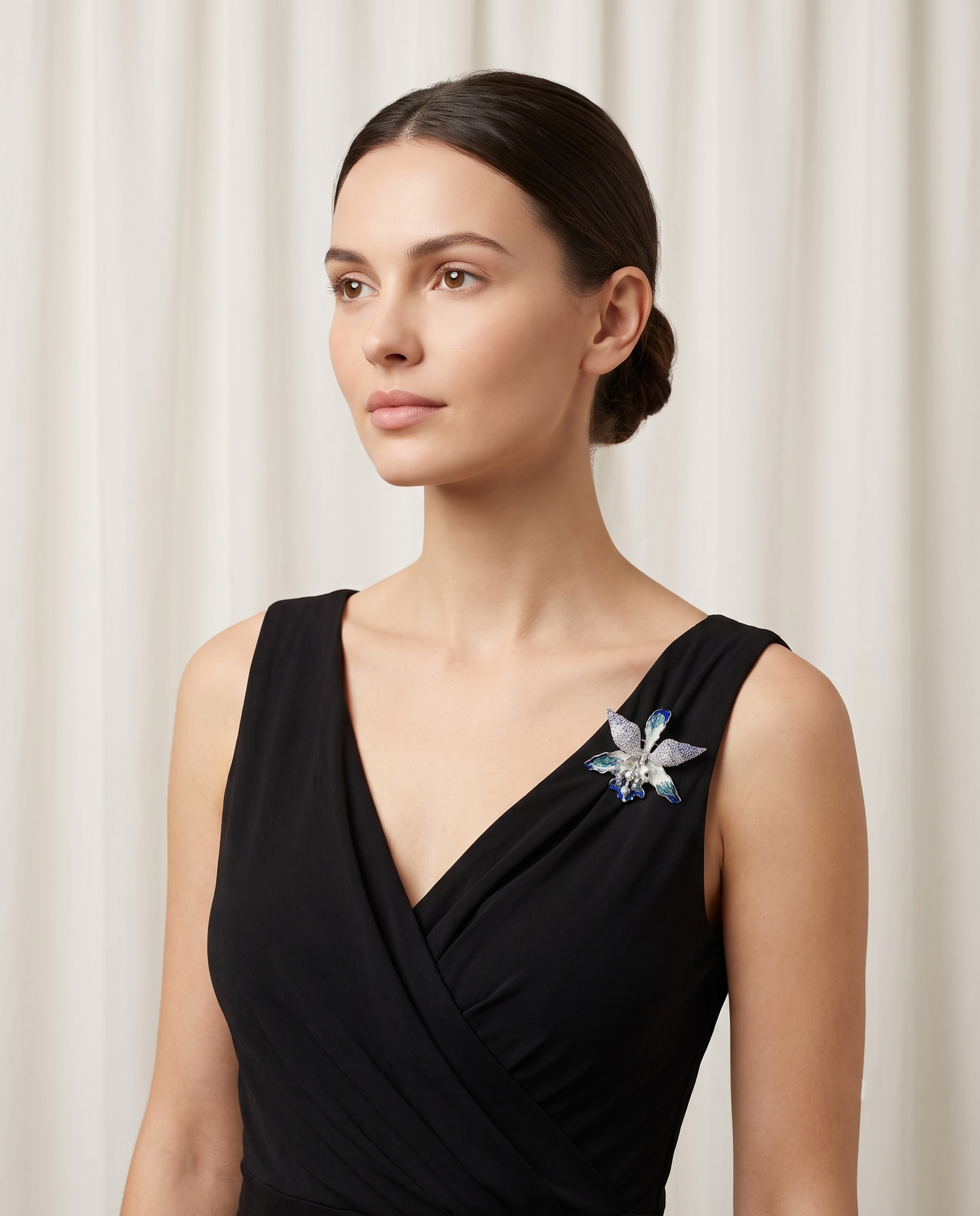 AZURE ORCHID CASCADE BROOCH