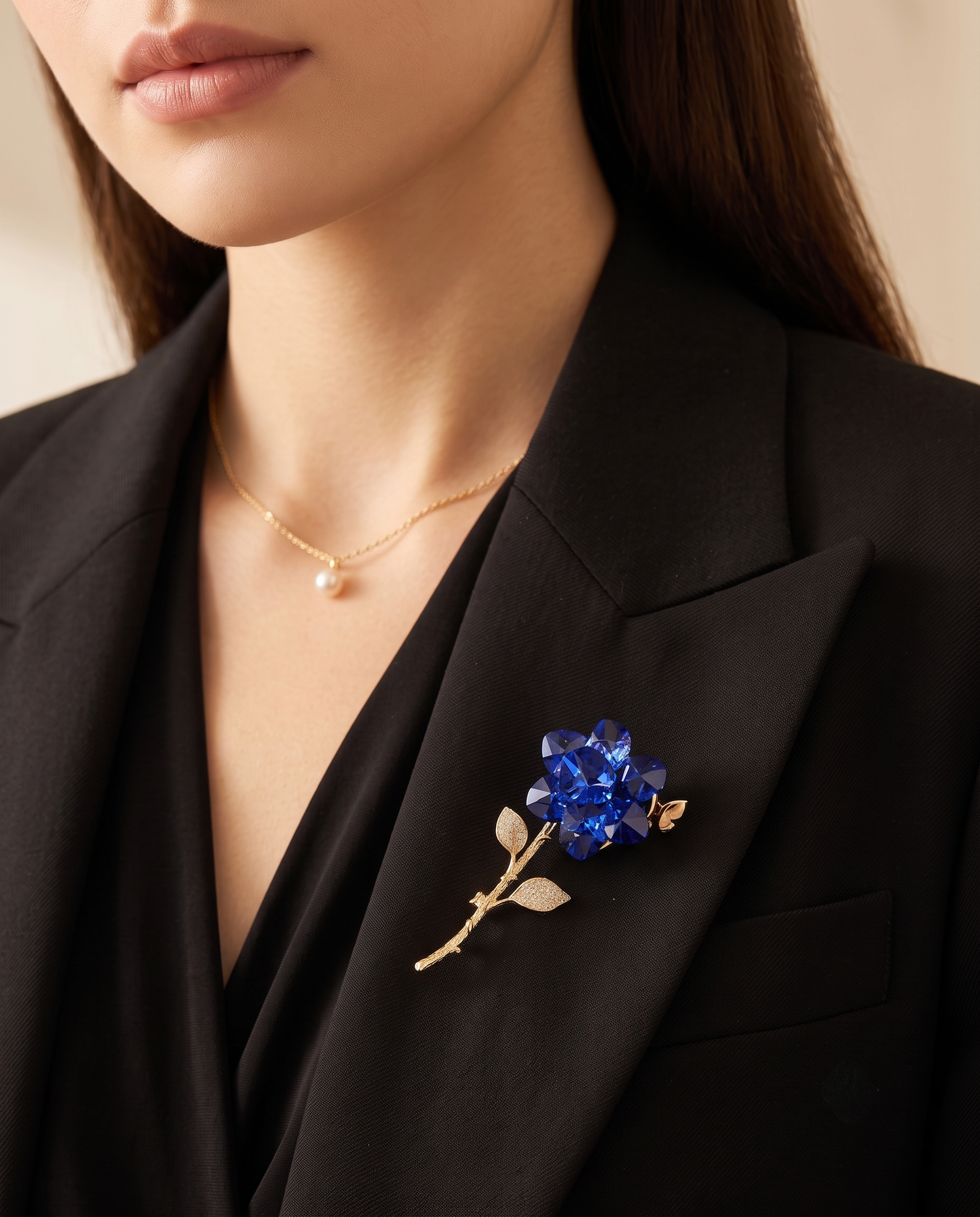SAPPHIRE BLOOM STEM BROOCH