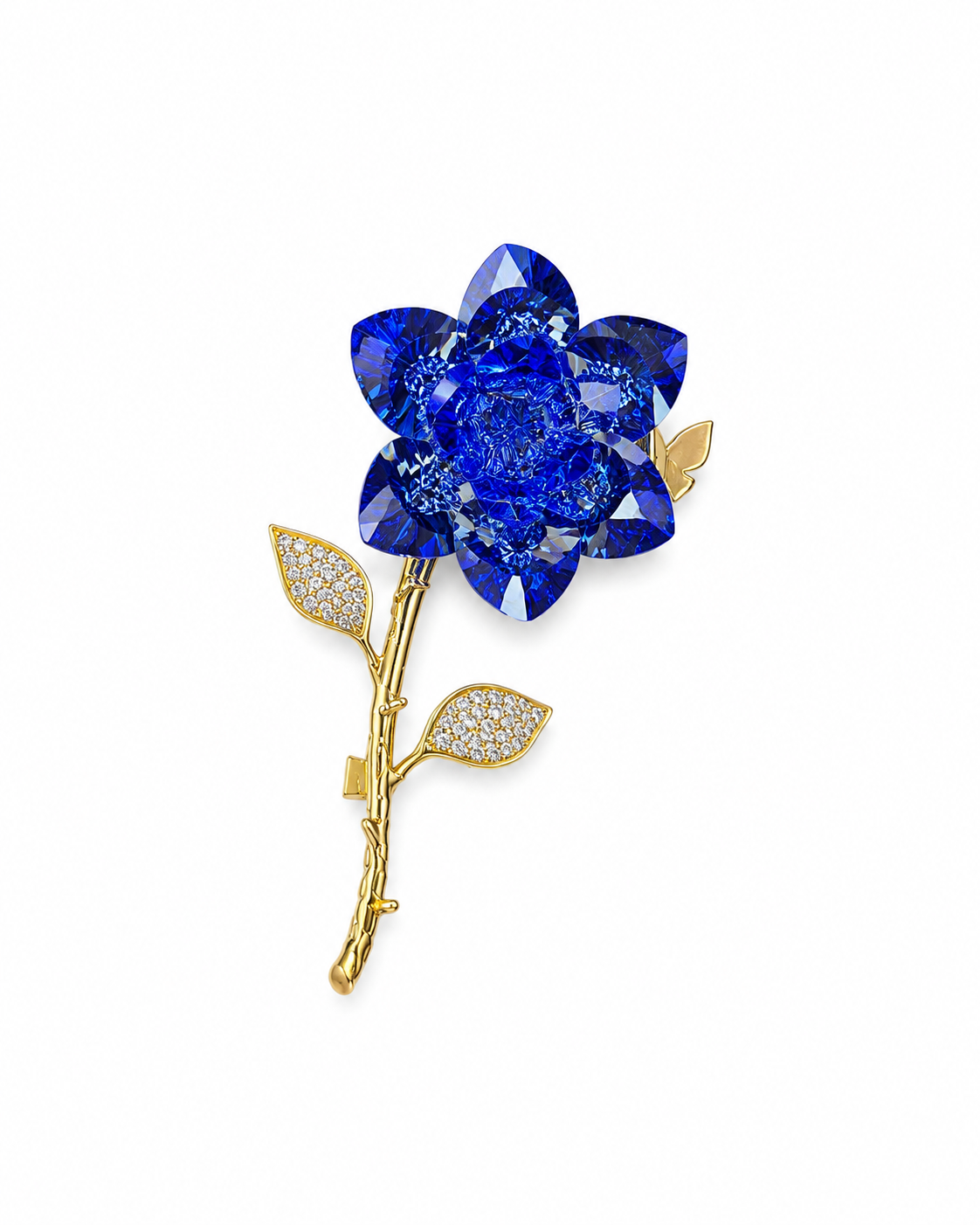 SAPPHIRE BLOOM STEM BROOCH