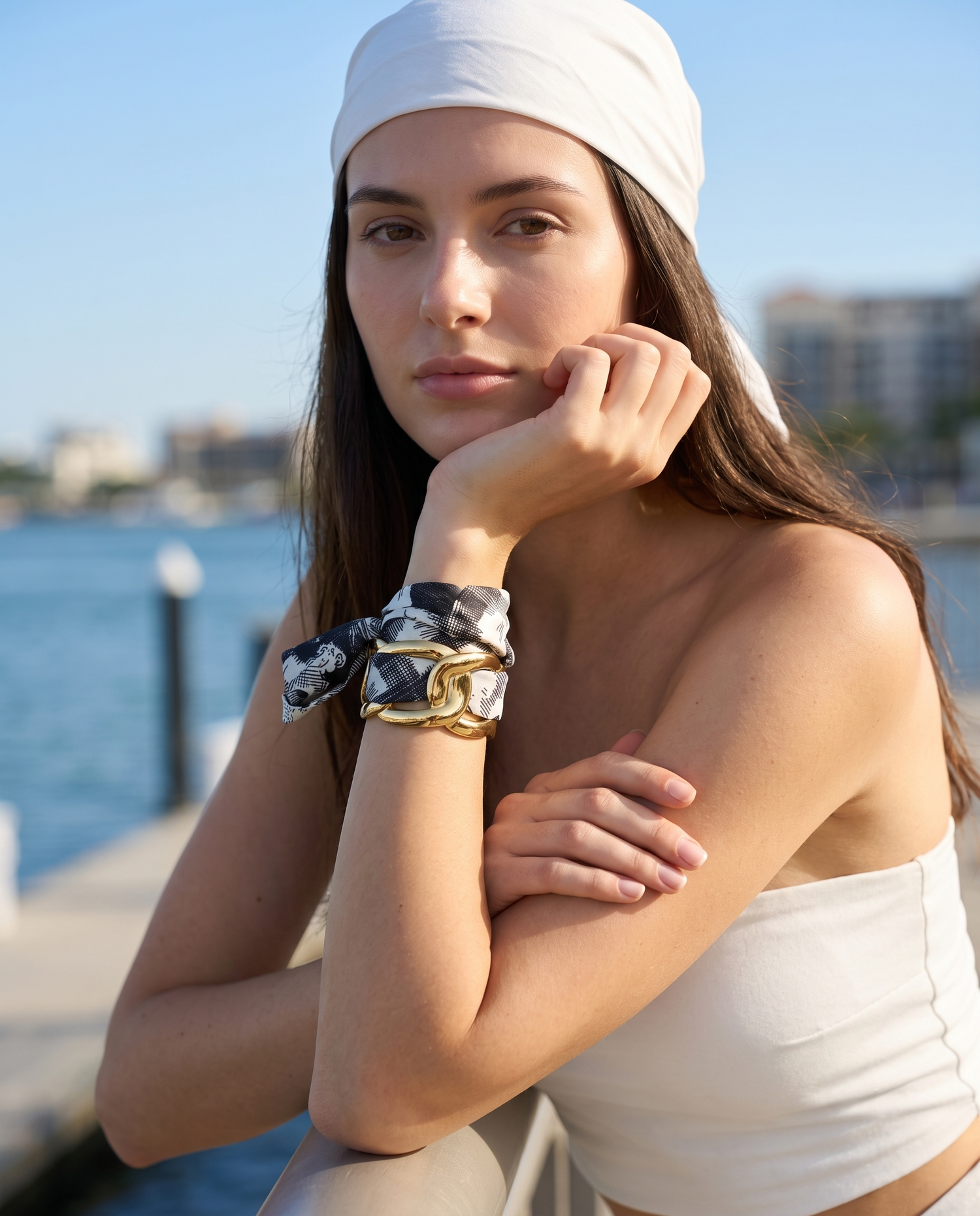 MONOCHROME SILK SCARF HANDCUFF