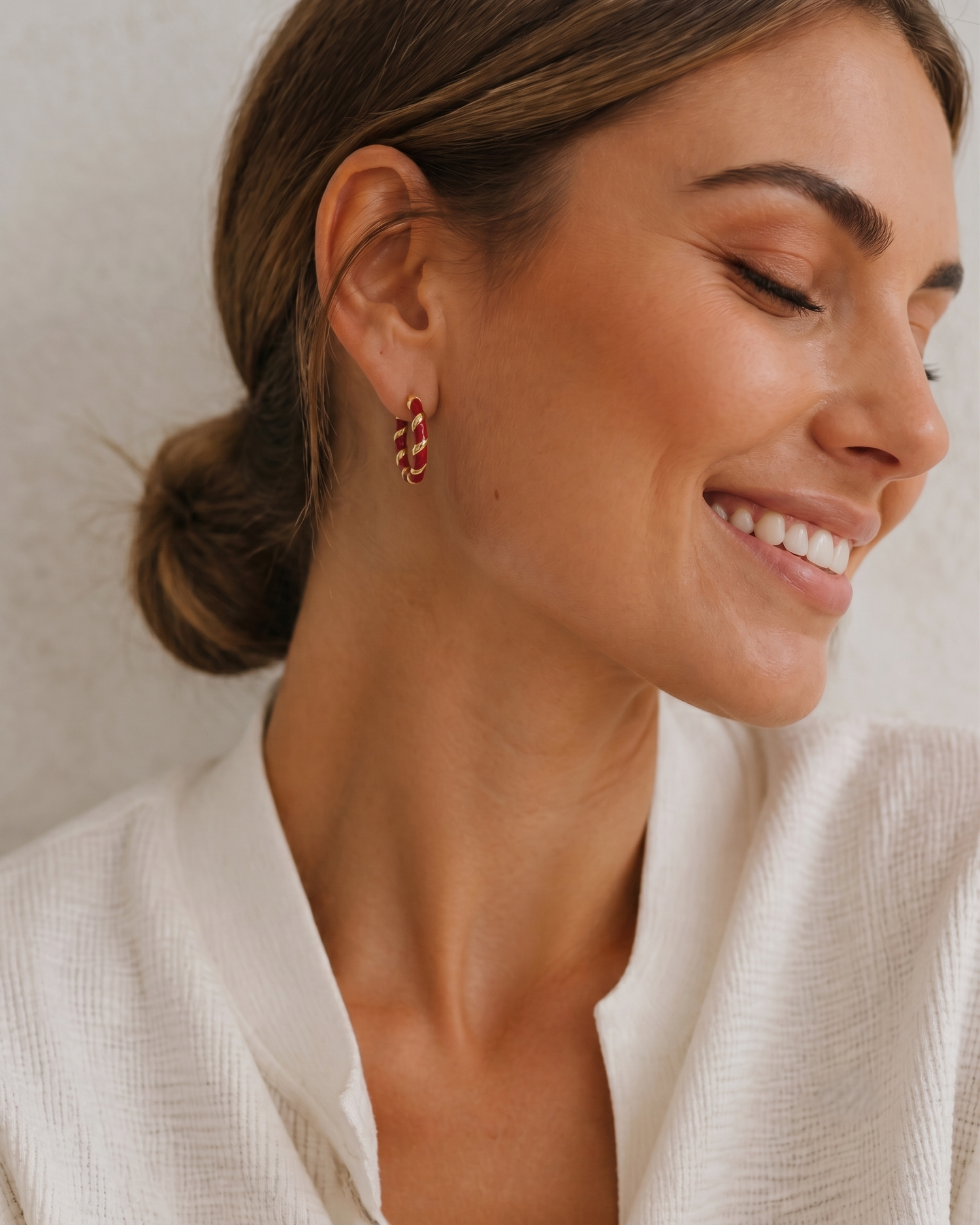 CRIMSON HELIX HOOP EARRING