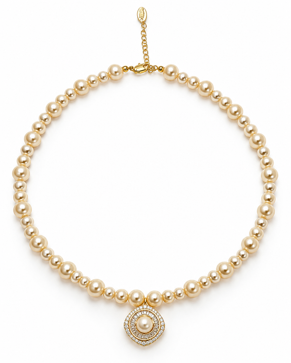 Graduated pearl halo necklace