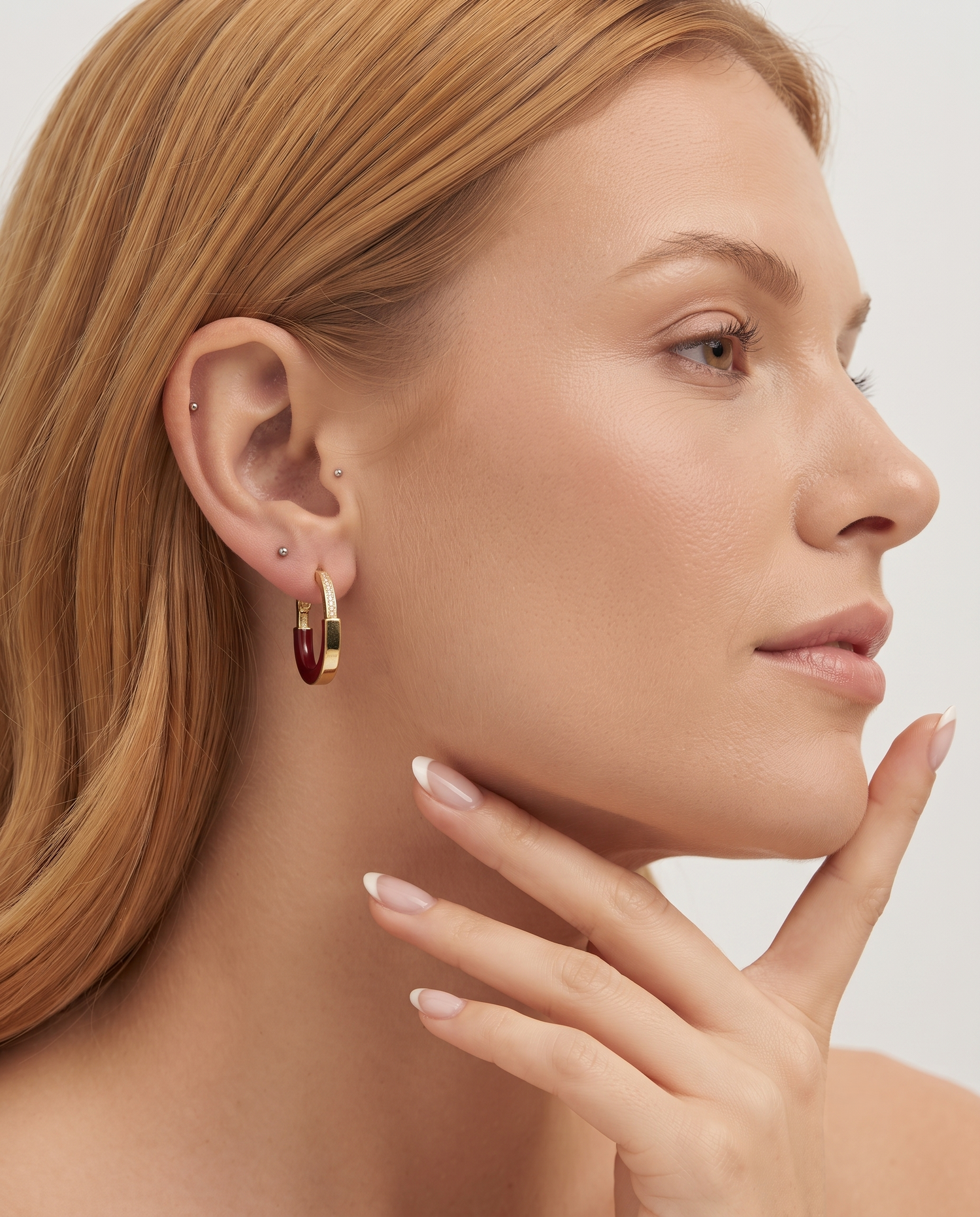 CRIMSON HALO HOOP EARRING